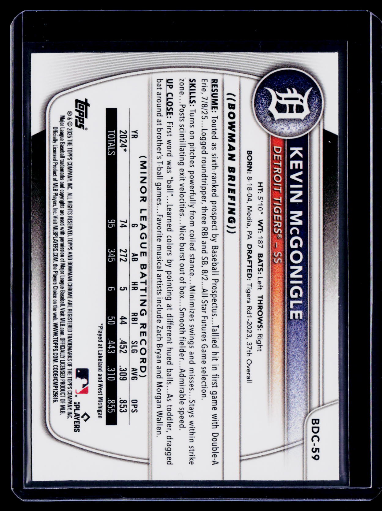 2025 Bowman Draft Mega Box Kevin McGonigle Yellow 43/75