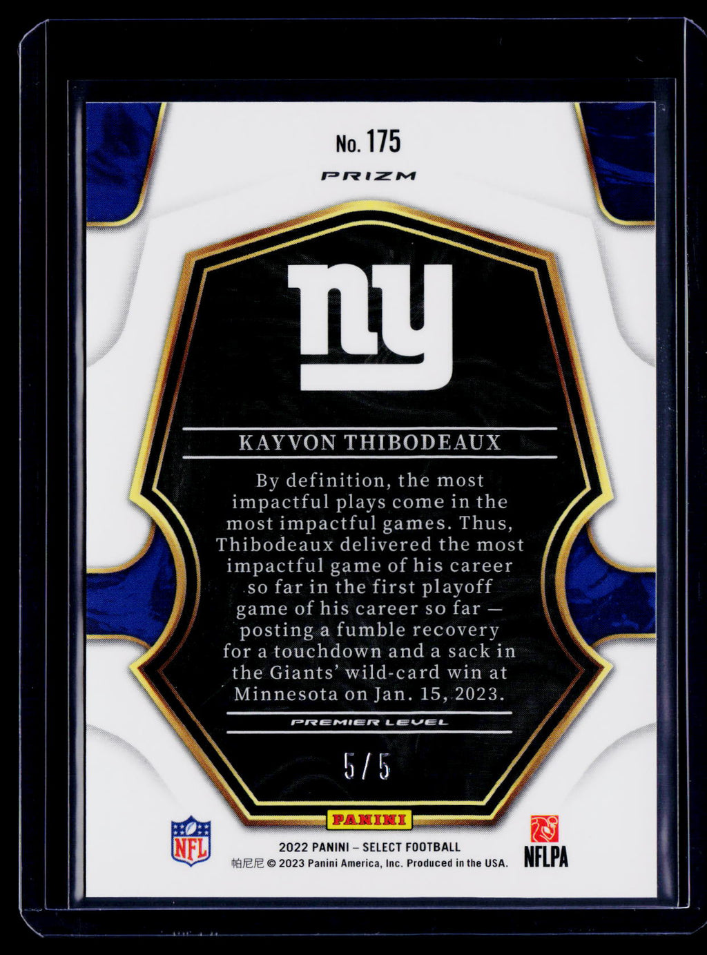 2022 Select Kayvon Thibodeaux Rookie Green Lazer 5/5 RC