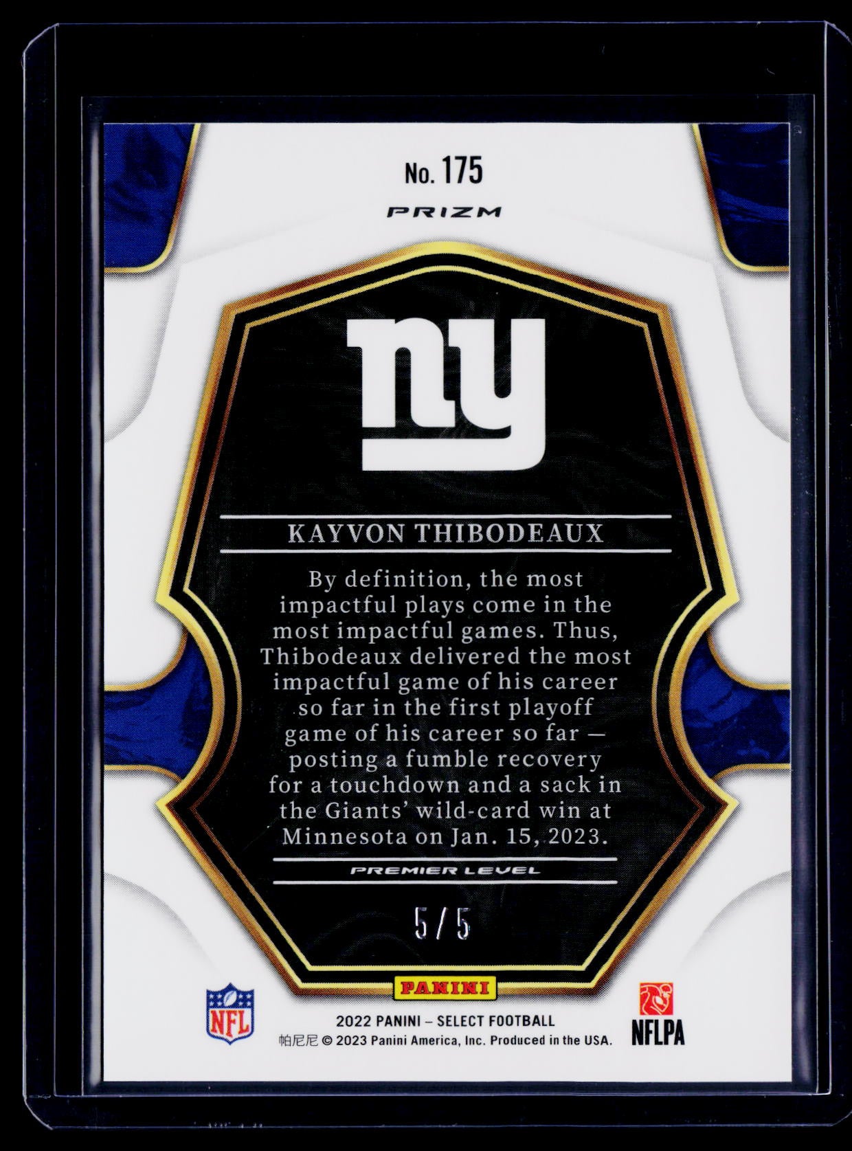 2022 Select Kayvon Thibodeaux Rookie Green Lazer 5/5 RC