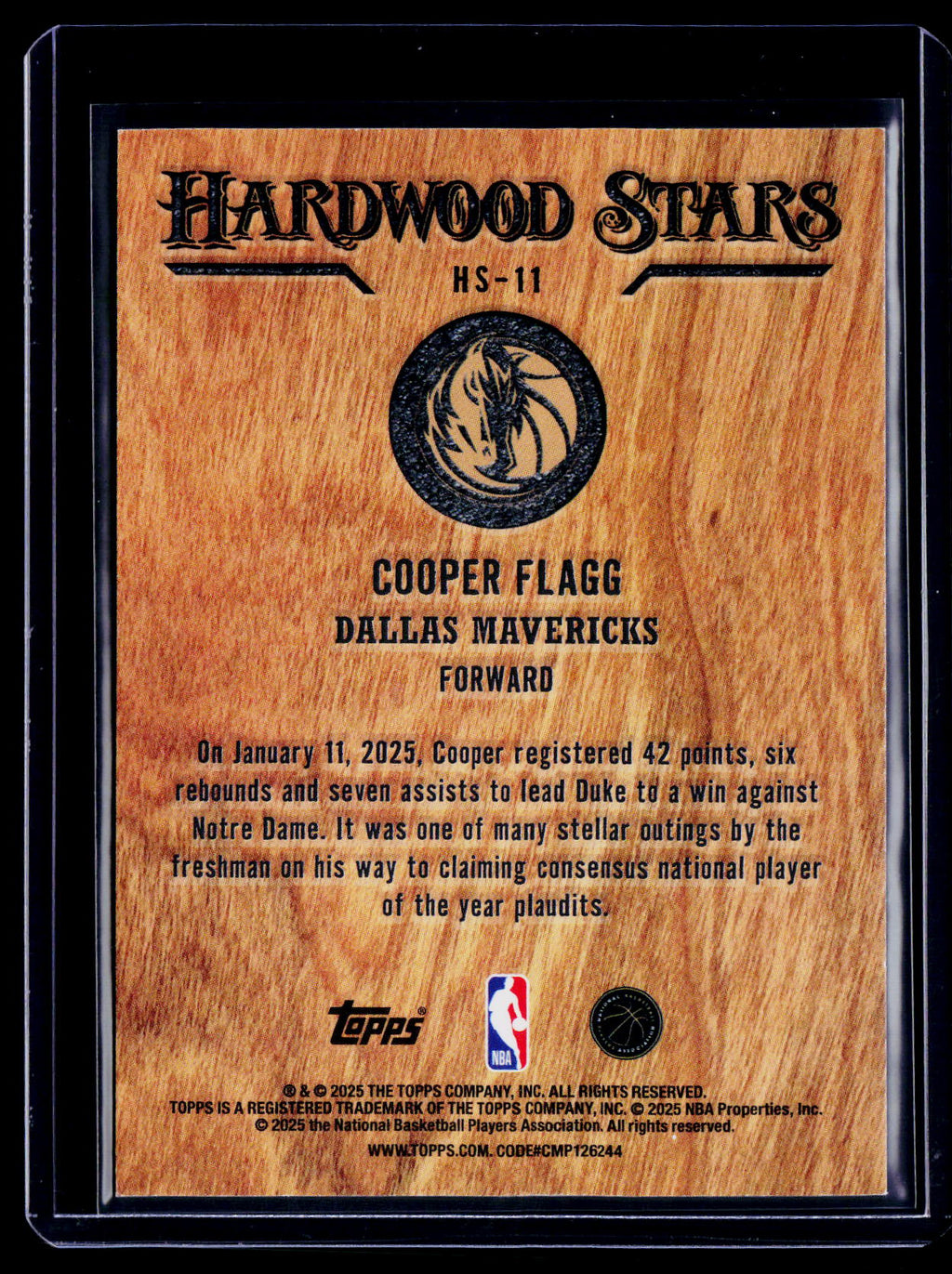 2025 Topps Flagship Cooper Flagg Rookie Hardwood Stars Case Hit RC