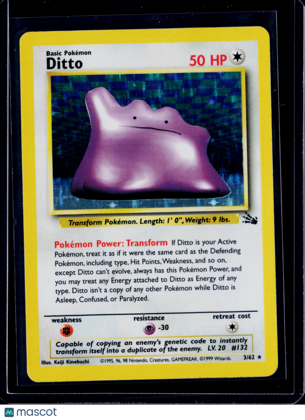 Pokemon Ditto Unlimited Fossil Holo 3 62