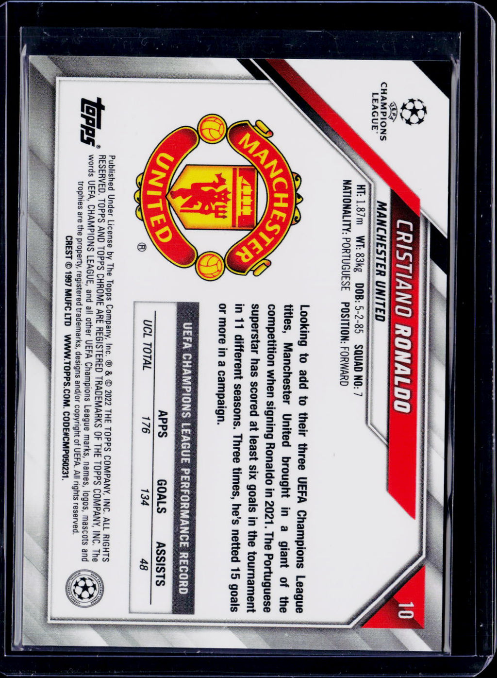 2021-22 Topps Chrome UEFA Christiano Ronaldo Black & White Raywave