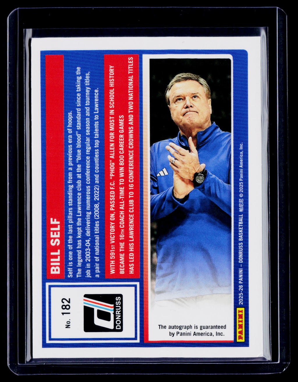 2025-26 Donruss Bill Self Auto Kansas 17/25
