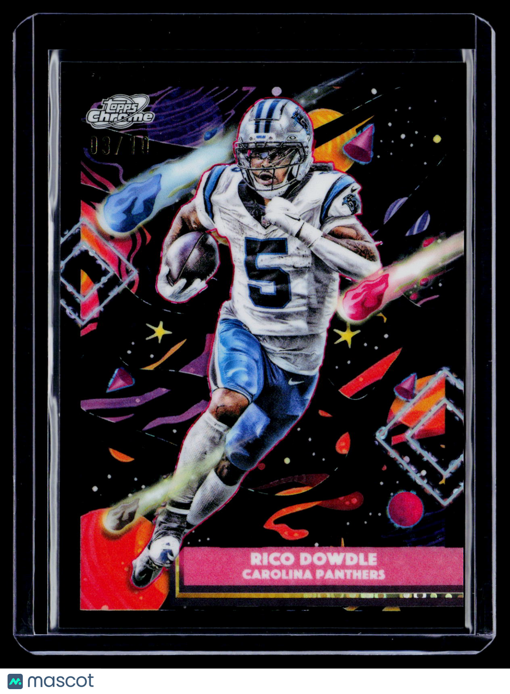 2025 Topps Chrome Cosmic Rico Dowdle Black Refractor 3/10