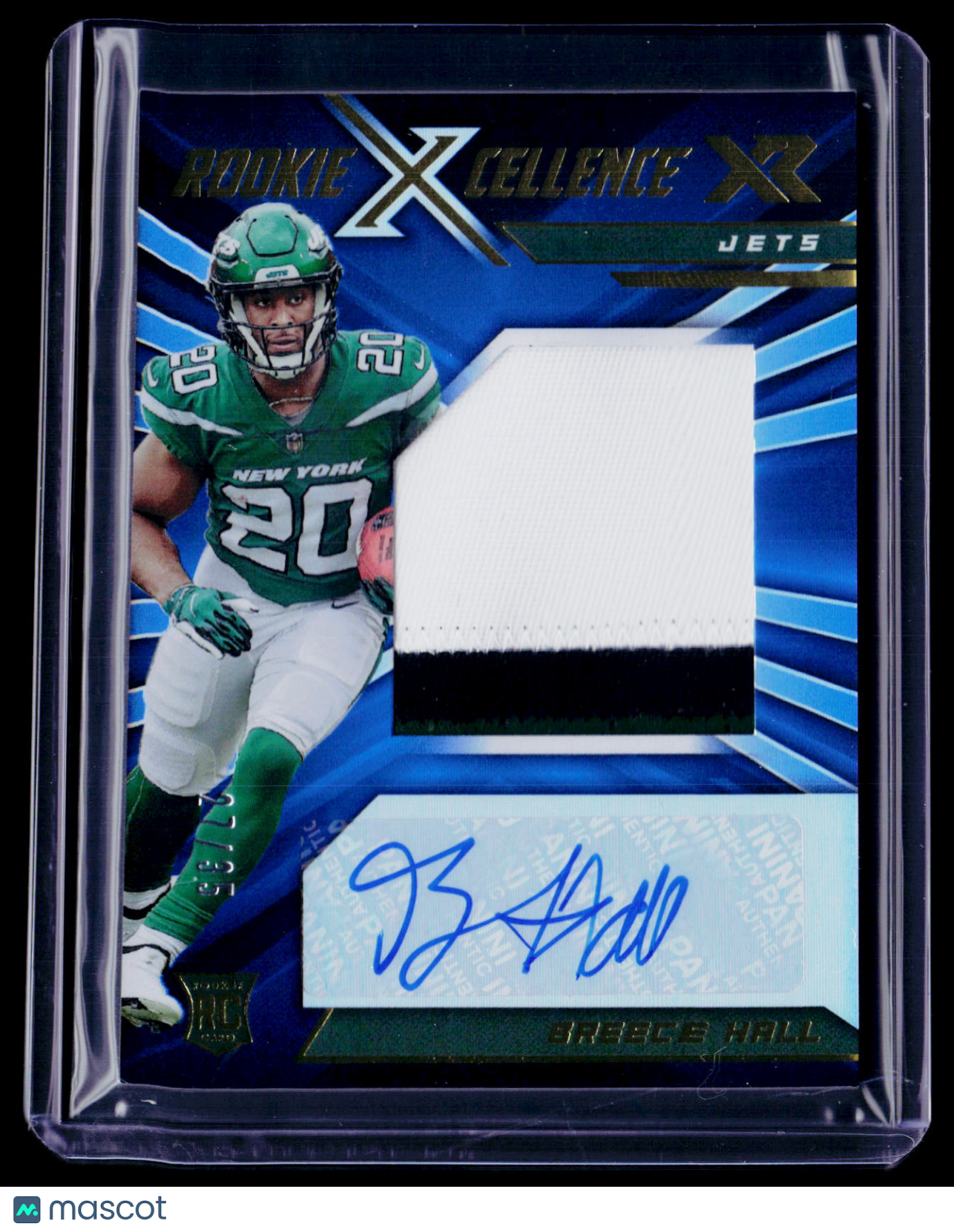 2022 Panini Xr Breece Hall Blue Rookie Patch Auto 27/35 RPA RC