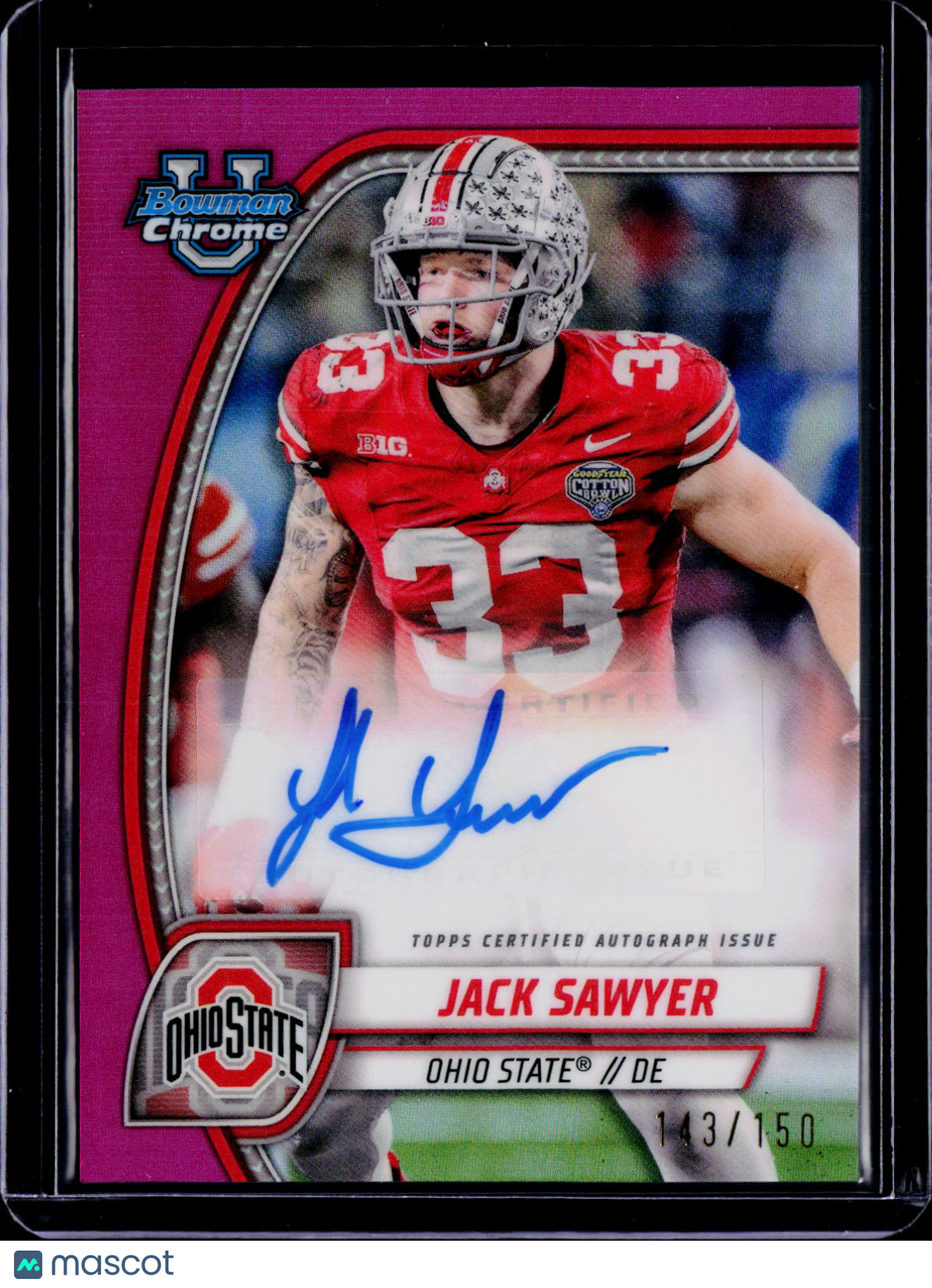 2024 Bowman Chrome U Jack Sawyer Auto Fuchsia Refractor 143/150