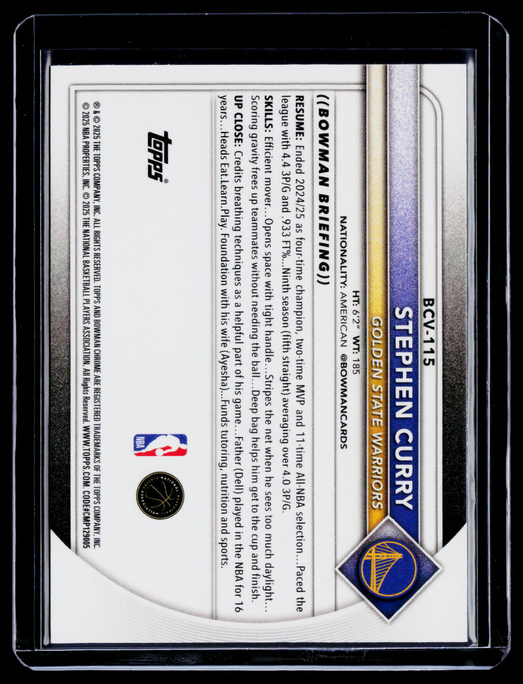 2025 Bowman Chrome Sapphire Stephen Curry