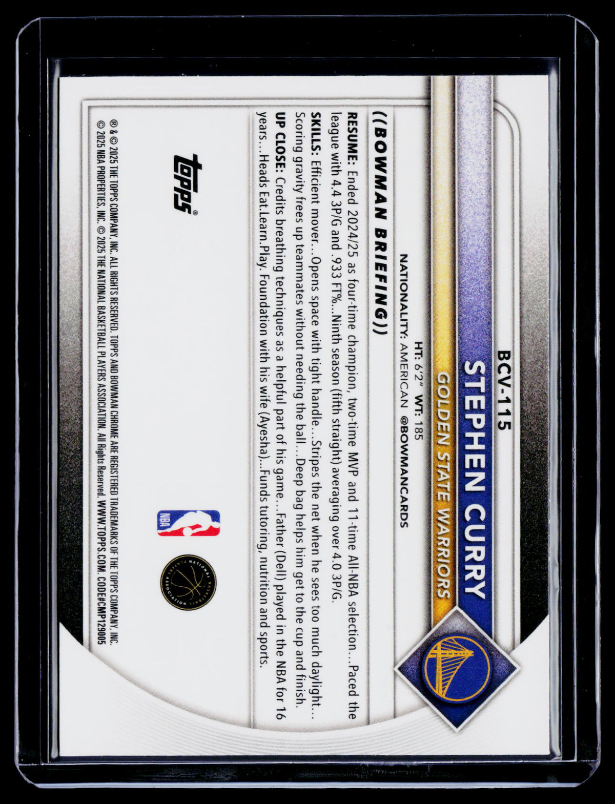 2025 Bowman Chrome Sapphire Stephen Curry