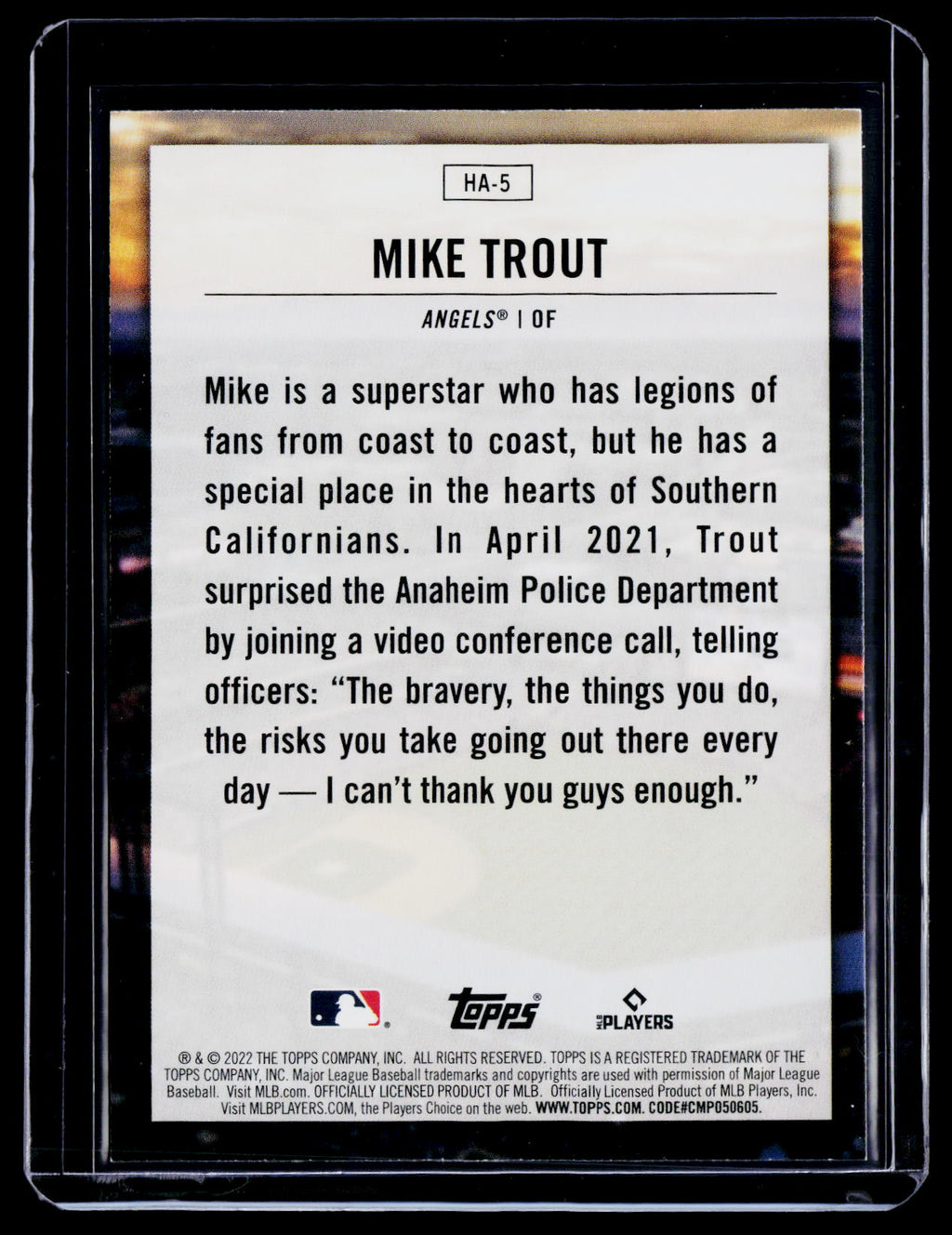2022 Topps Mike Trout Home Field Advantage HFA