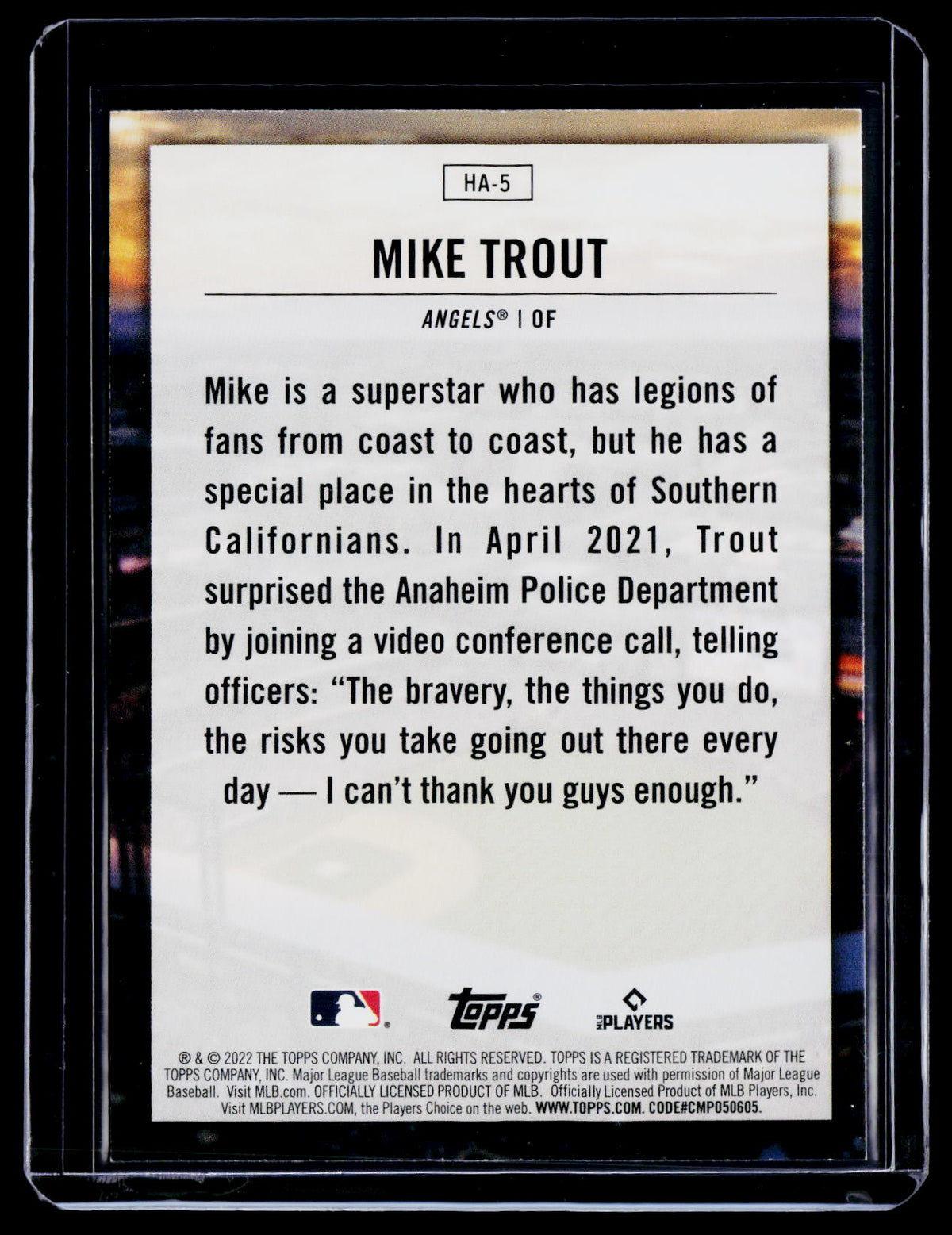 2022 Topps Mike Trout Home Field Advantage HFA