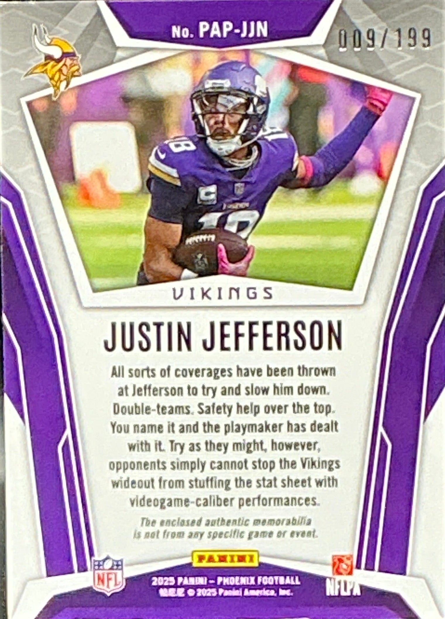 2025 Panini Phoenix Justin Jefferson Pandora Patch 009/199