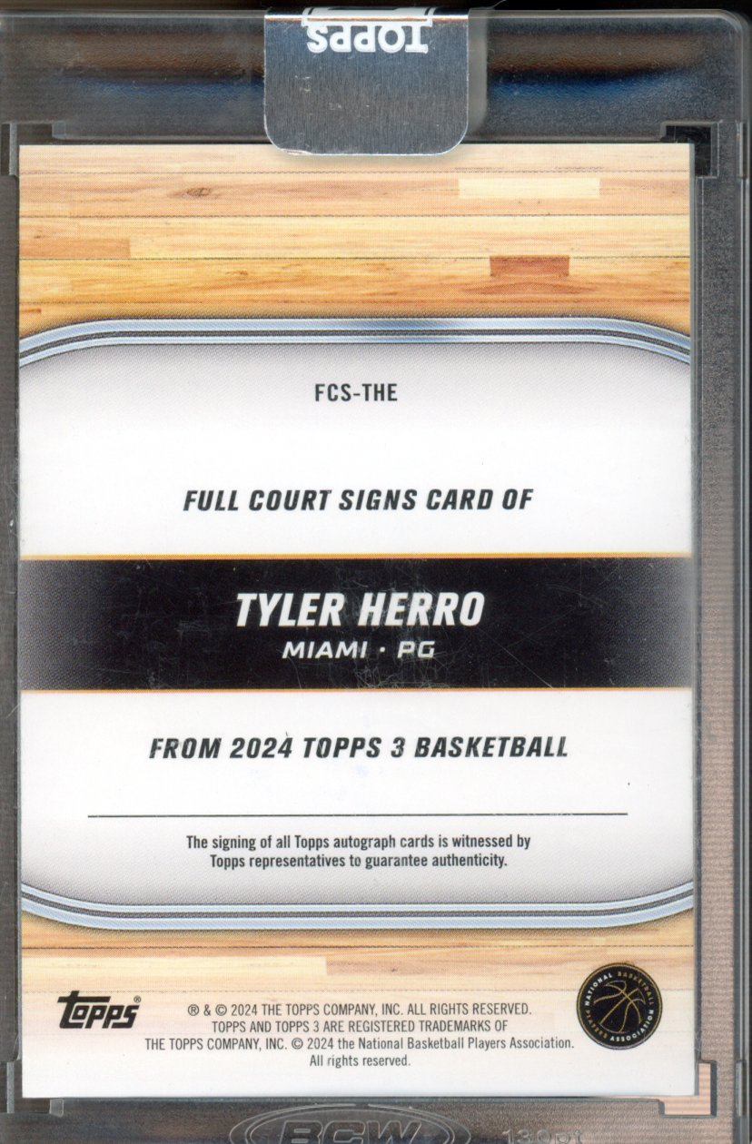 2024 Topps Three Tyler Herro Full Court Signs Auto 47/49