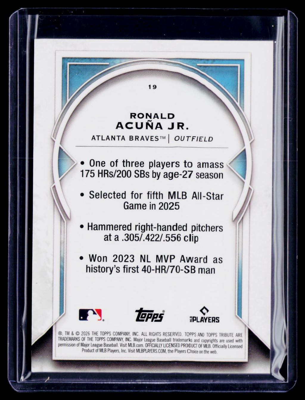 2026 Topps Tribute Ronald Acuna Jr. Purple Refractor 61/75