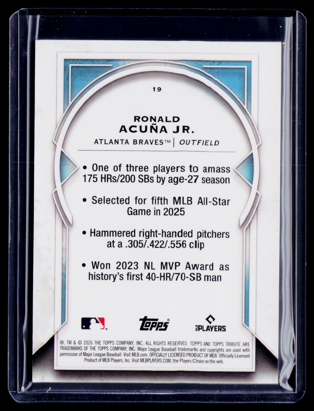 2026 Topps Tribute Ronald Acuna Jr. Purple Refractor 61/75