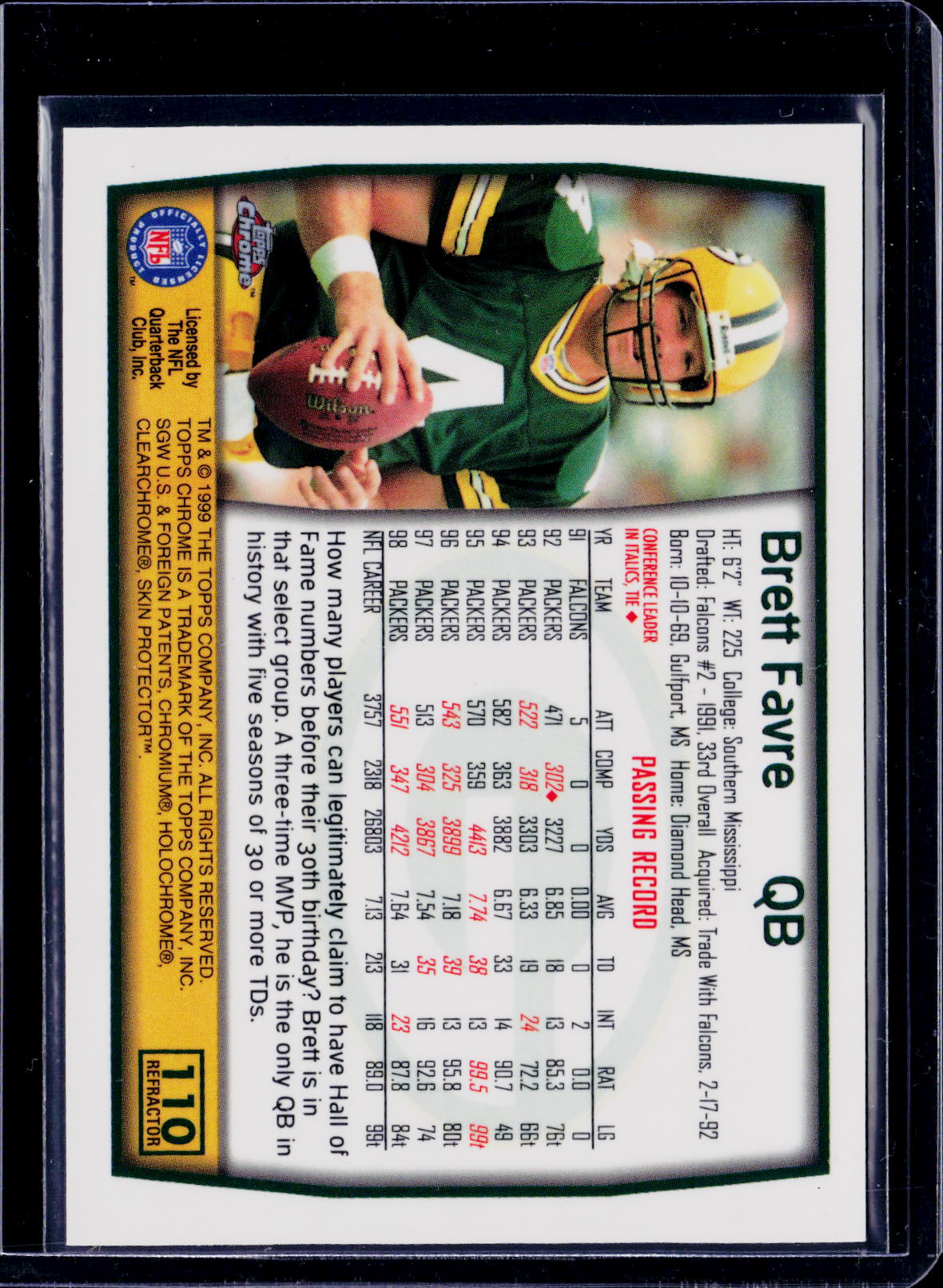 1999 Topps Chrome Brett Favre Refractor