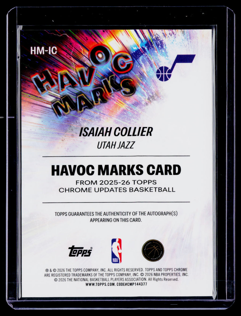 2025 Topps Chrome Isaiah Collier Blue Refractor Havoc Marks Auto 99/150