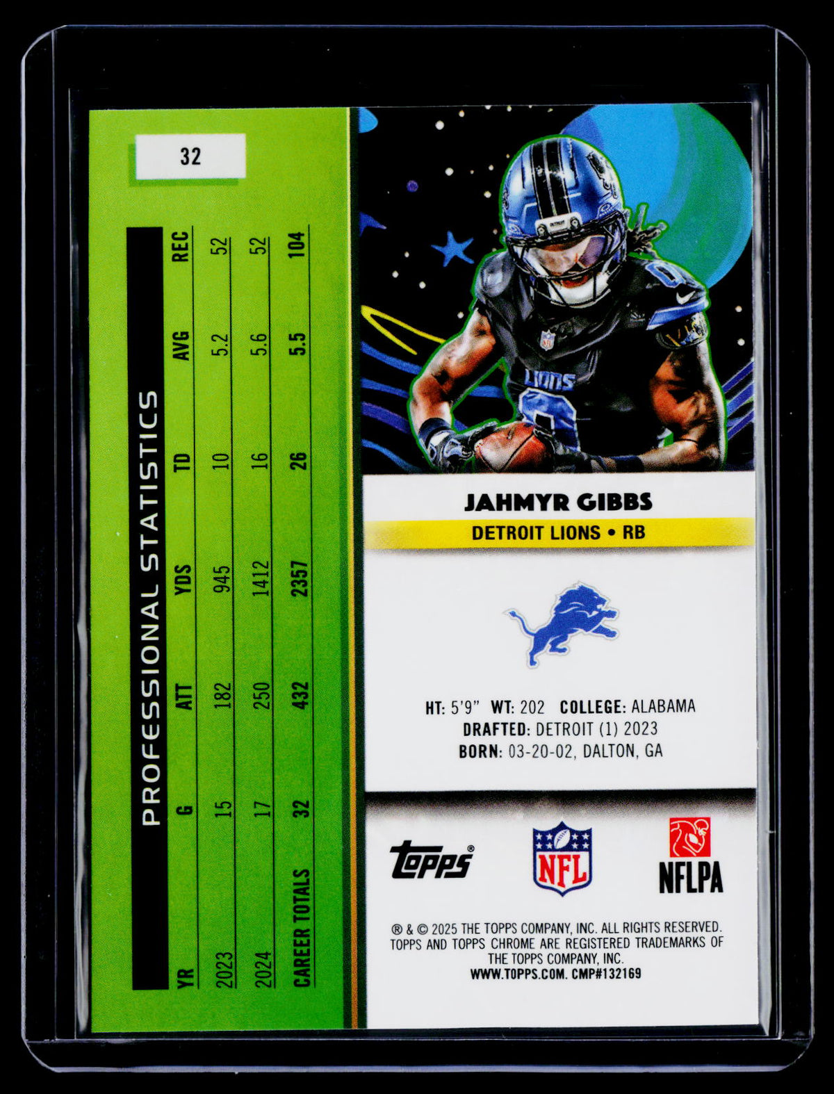 2025 Topps Chrome Cosmic Jahmyr Gibbs Nucleus