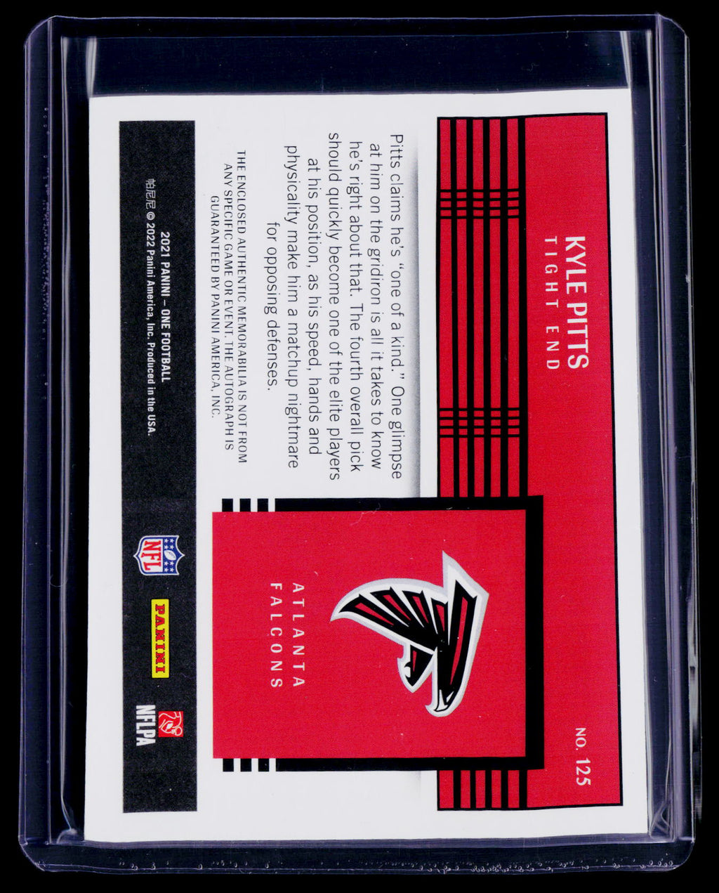 2021 Panini One Kyle Pitts Rookie Patch Auto RPA 8/99 RC