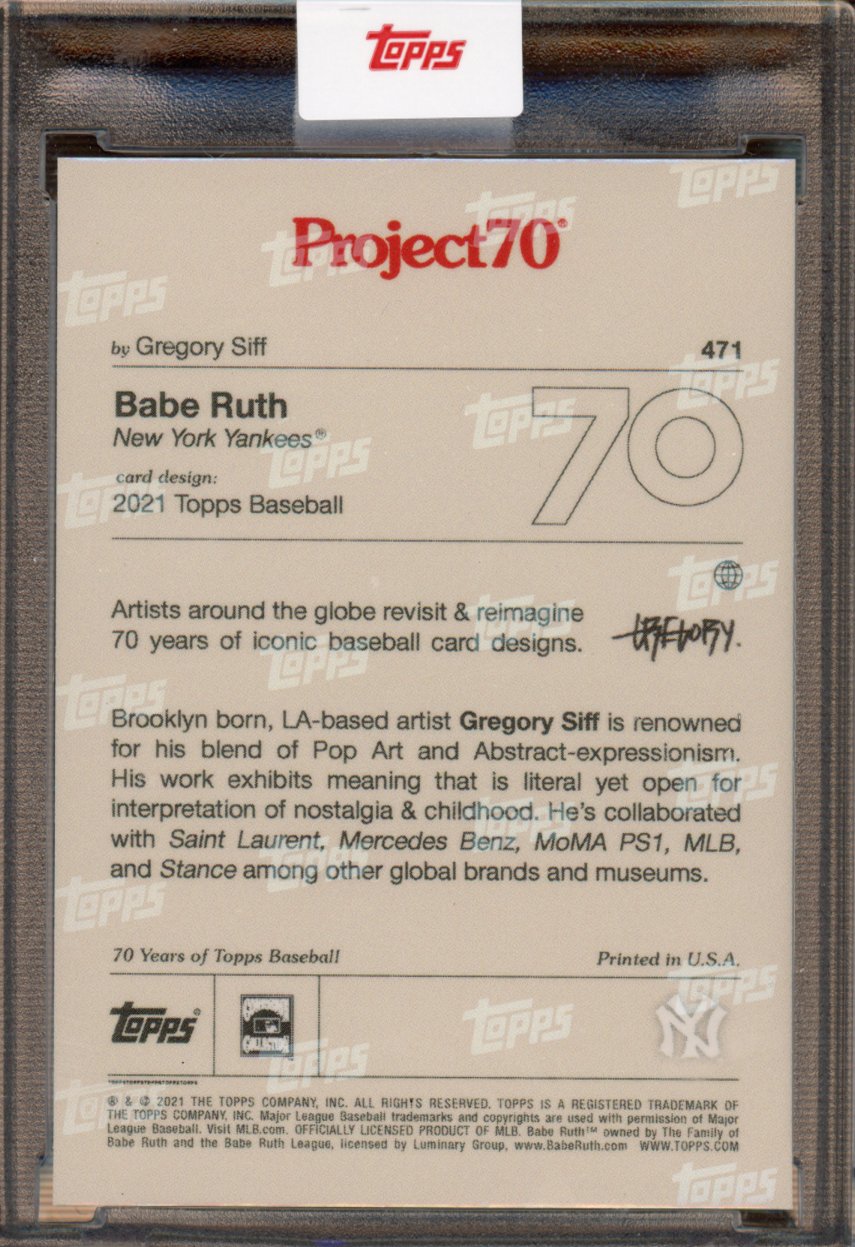 2021 Topps Project 70 Babe Ruth Gregory Siff 471