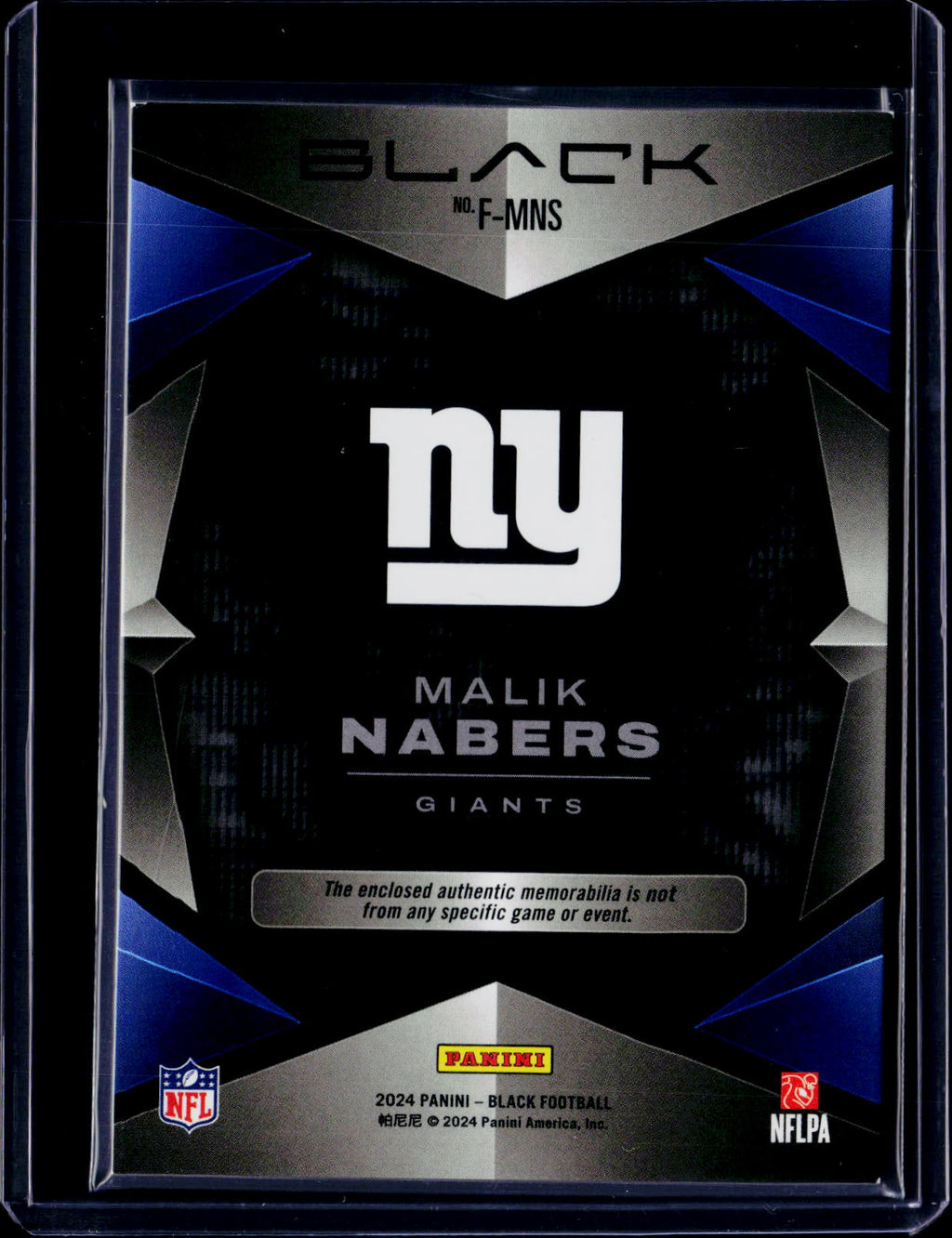2024 Panini Black Malik Nabers Futuristic Patch /199