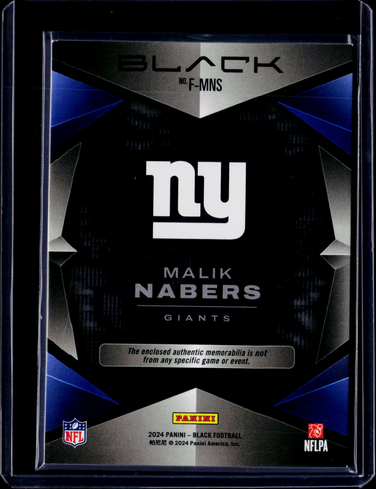2024 Panini Black Malik Nabers Futuristic Patch /199