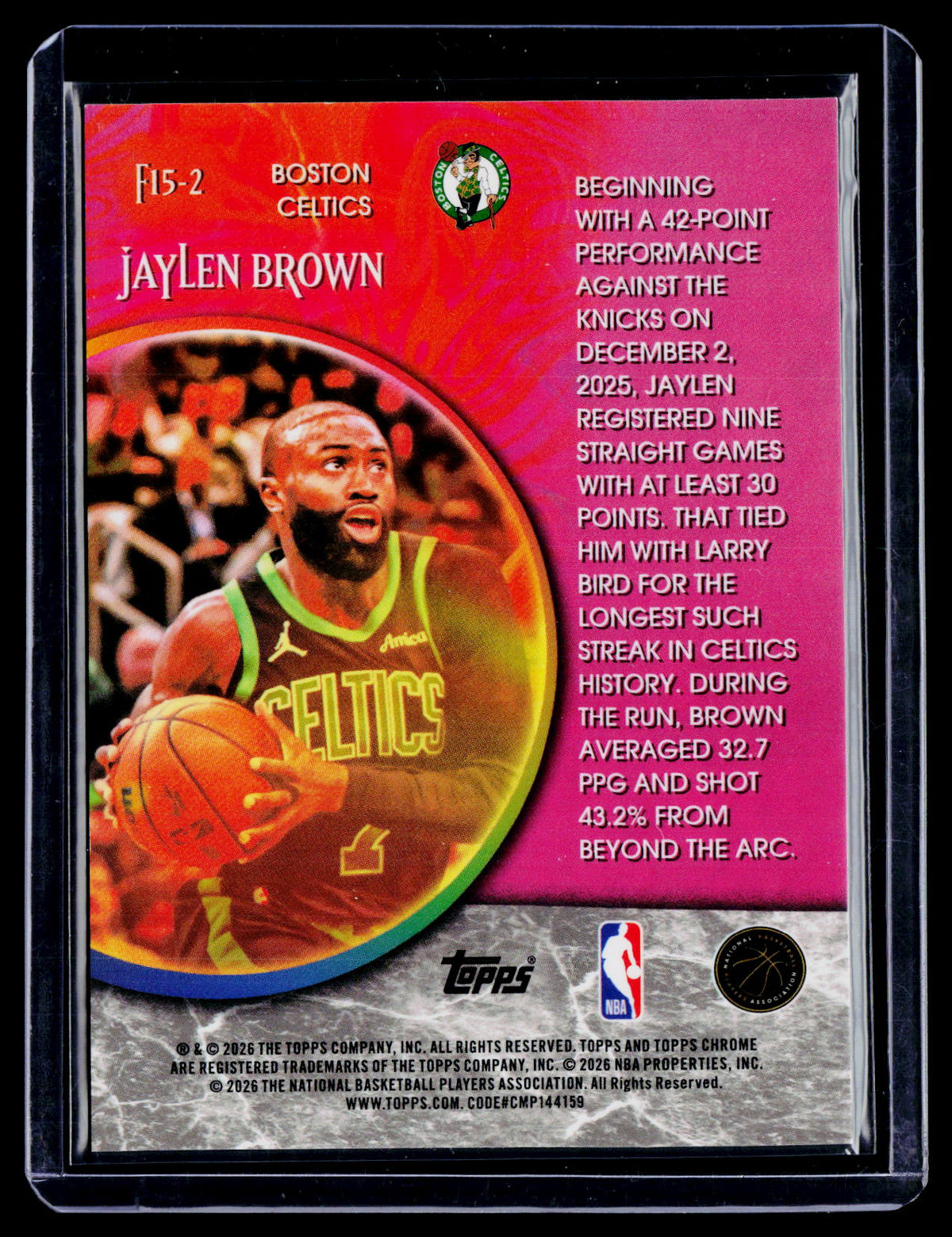 2025 Topps Chrome Update Jaylen Brown Fortune 15 Orange Geometric 25/25