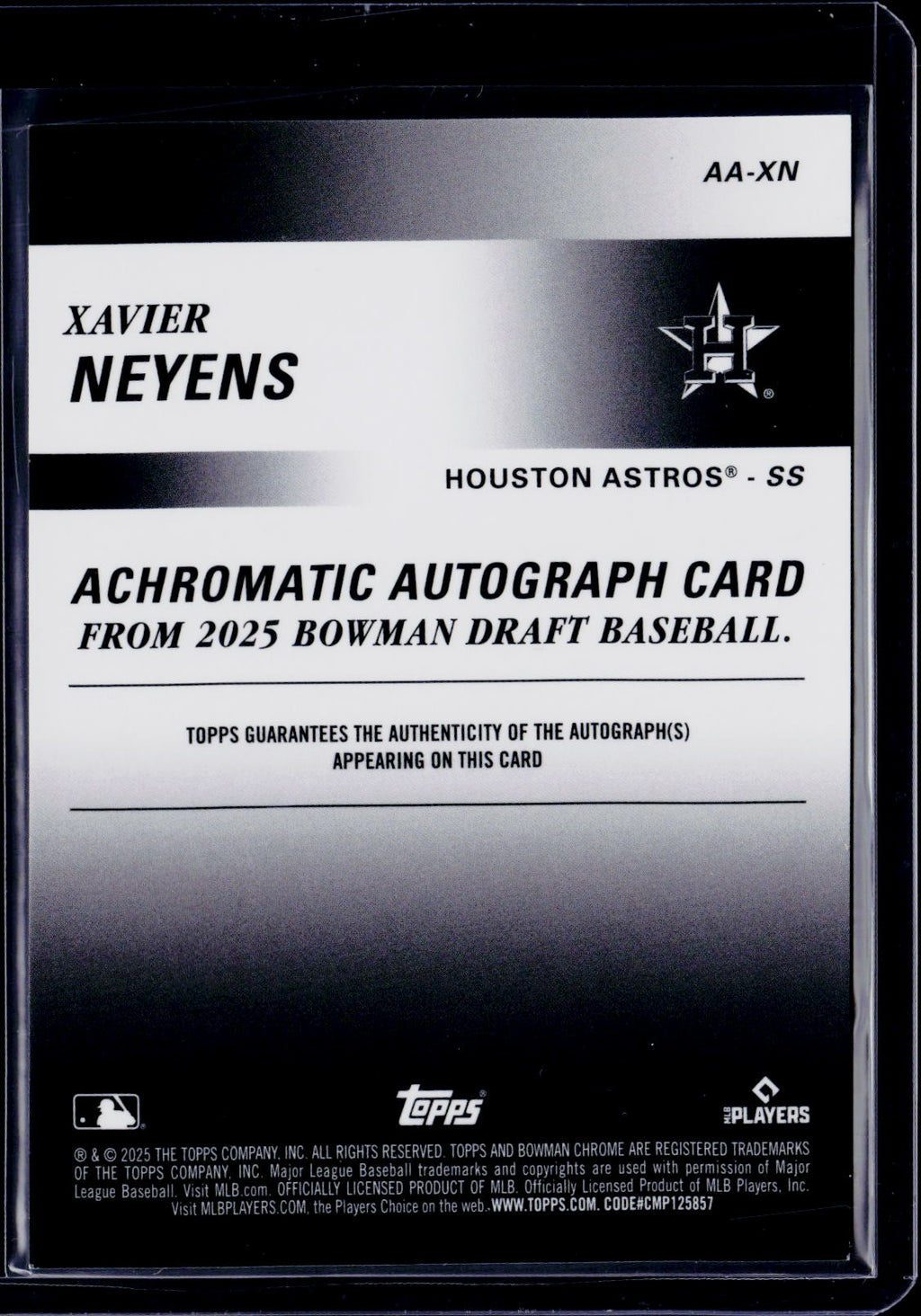 2025 Bowman Chrome Xavier Neyens Achromatic Autograph 205/250