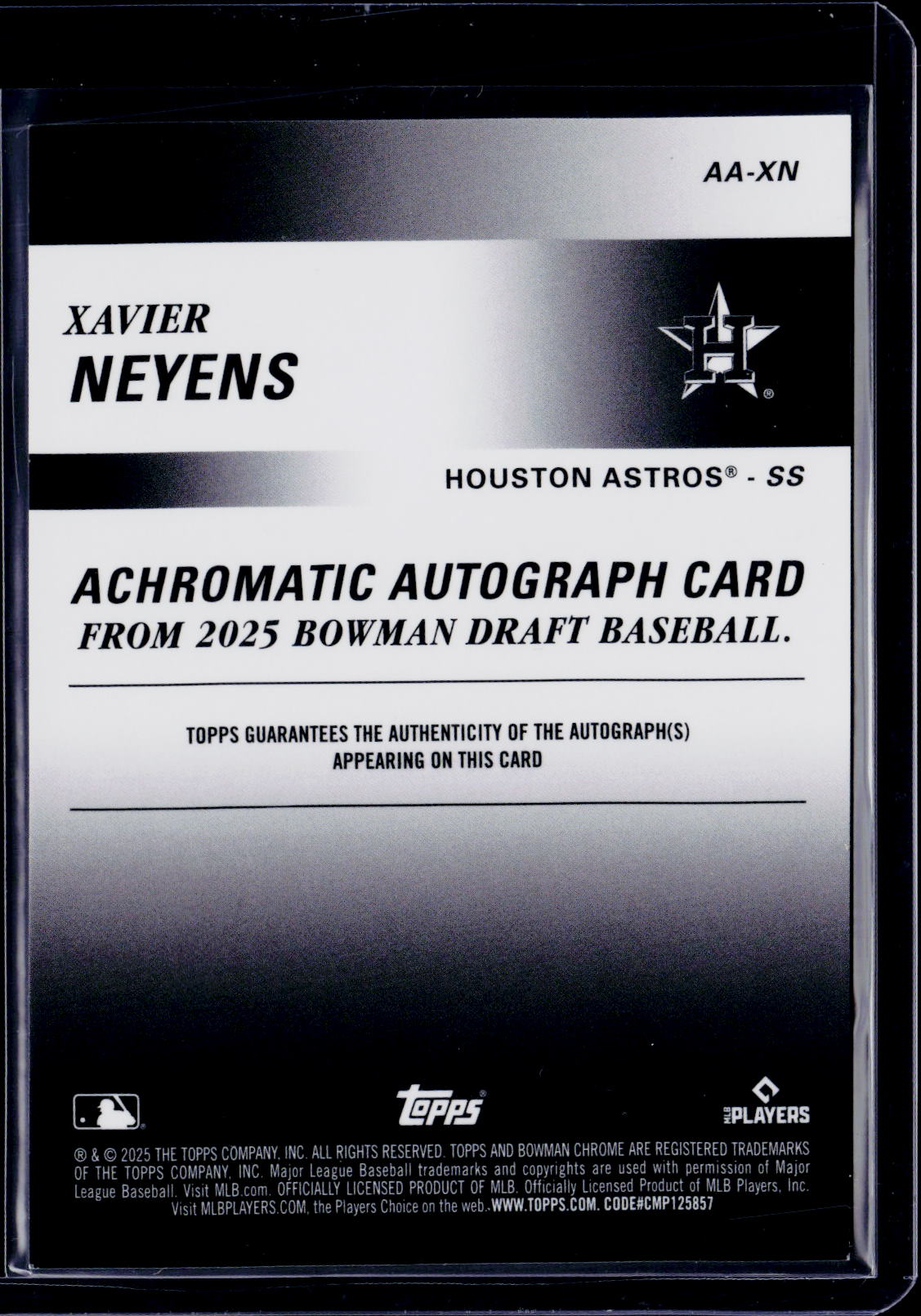 2025 Bowman Chrome Xavier Neyens Achromatic Autograph 205/250