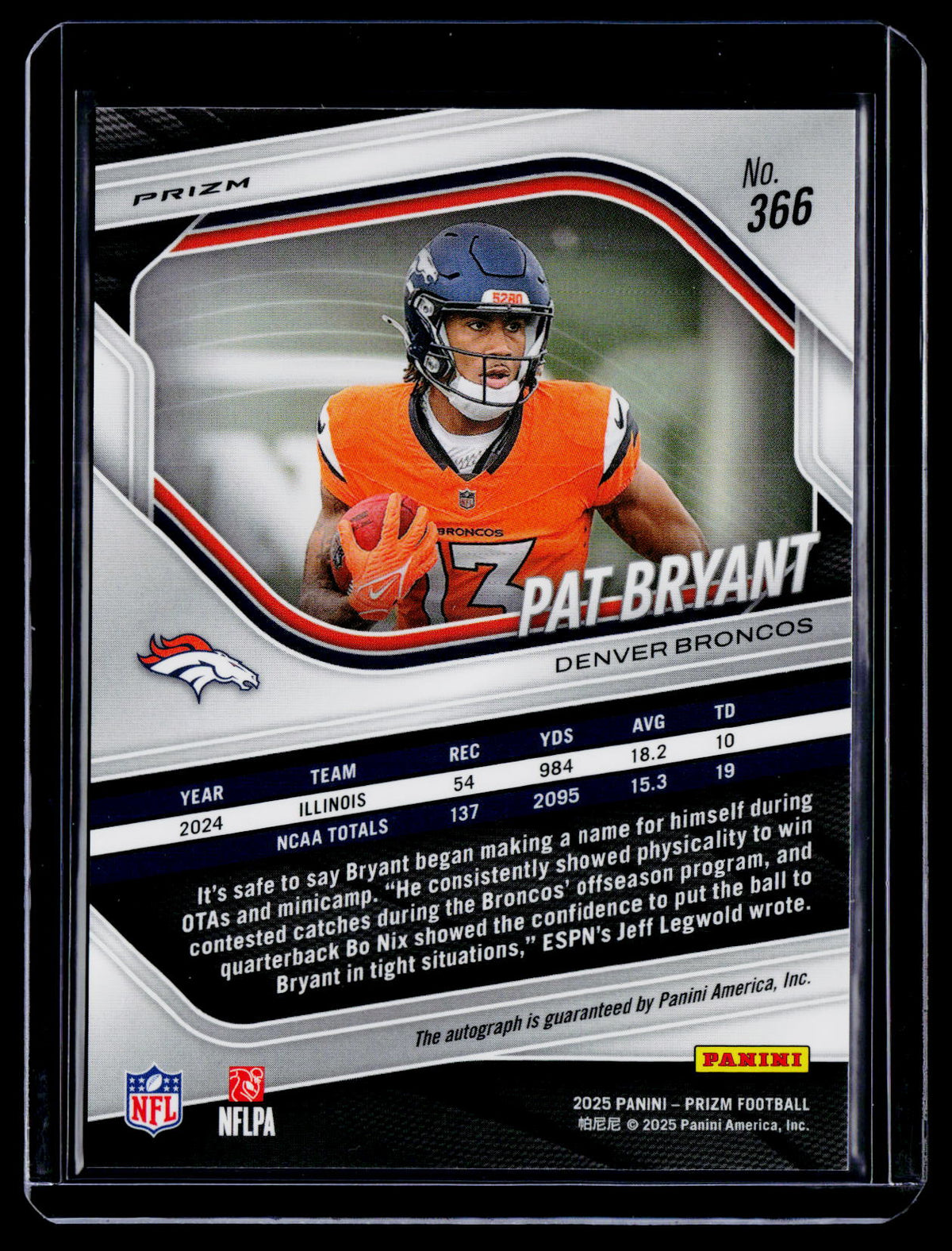 2025 Prizm Pat Bryant Rookie Pink Prizm Auto RC