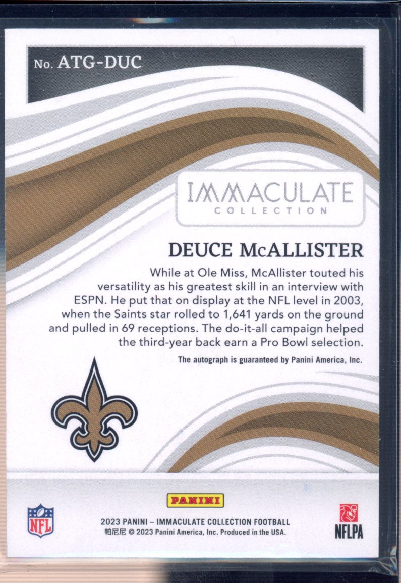 2023 Immaculate Deuce McAllister All-Time Greats Signatures 37/49