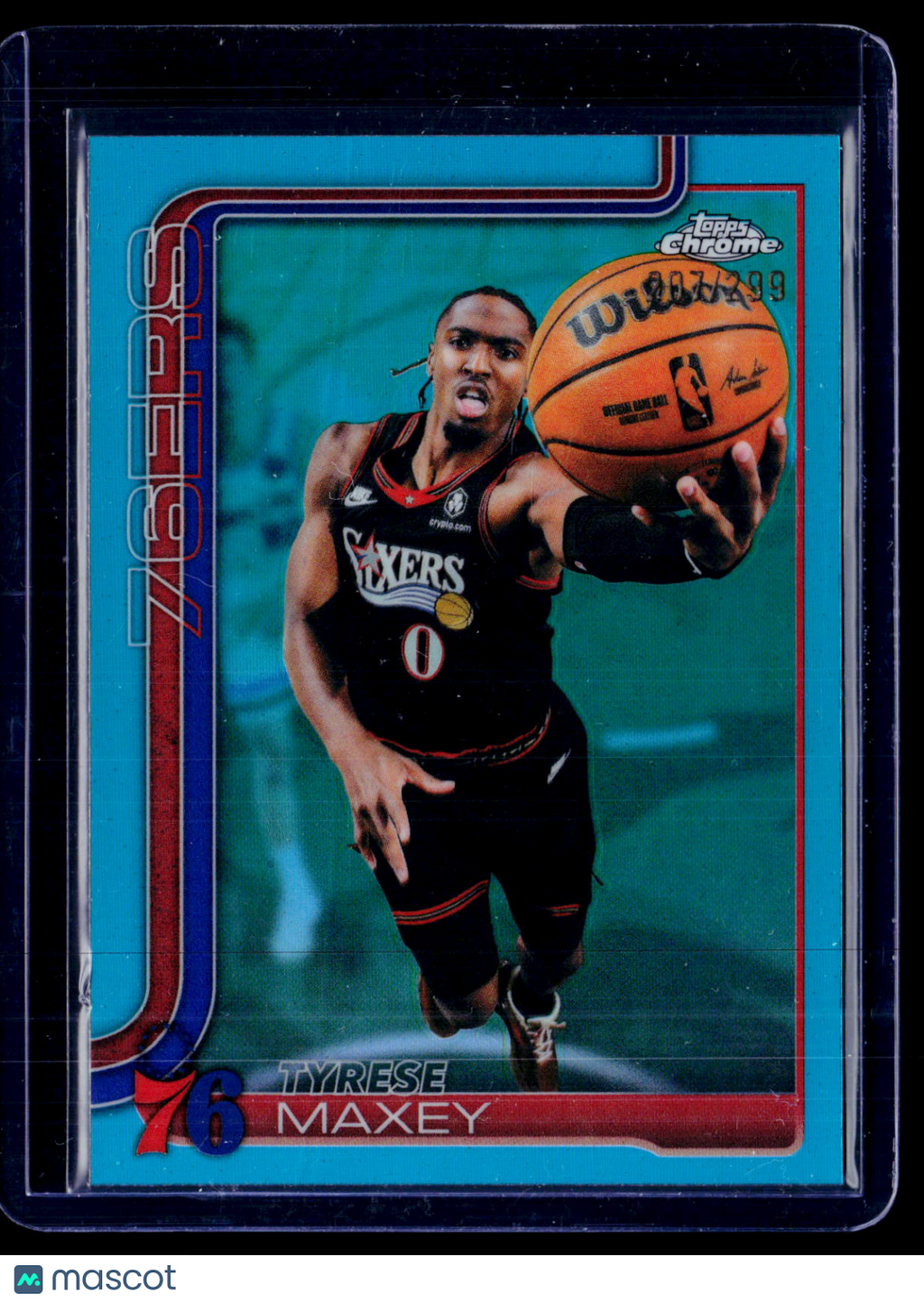 2025 Topps Chrome Update Tyrese Maxey Aqua Refractor 207/299