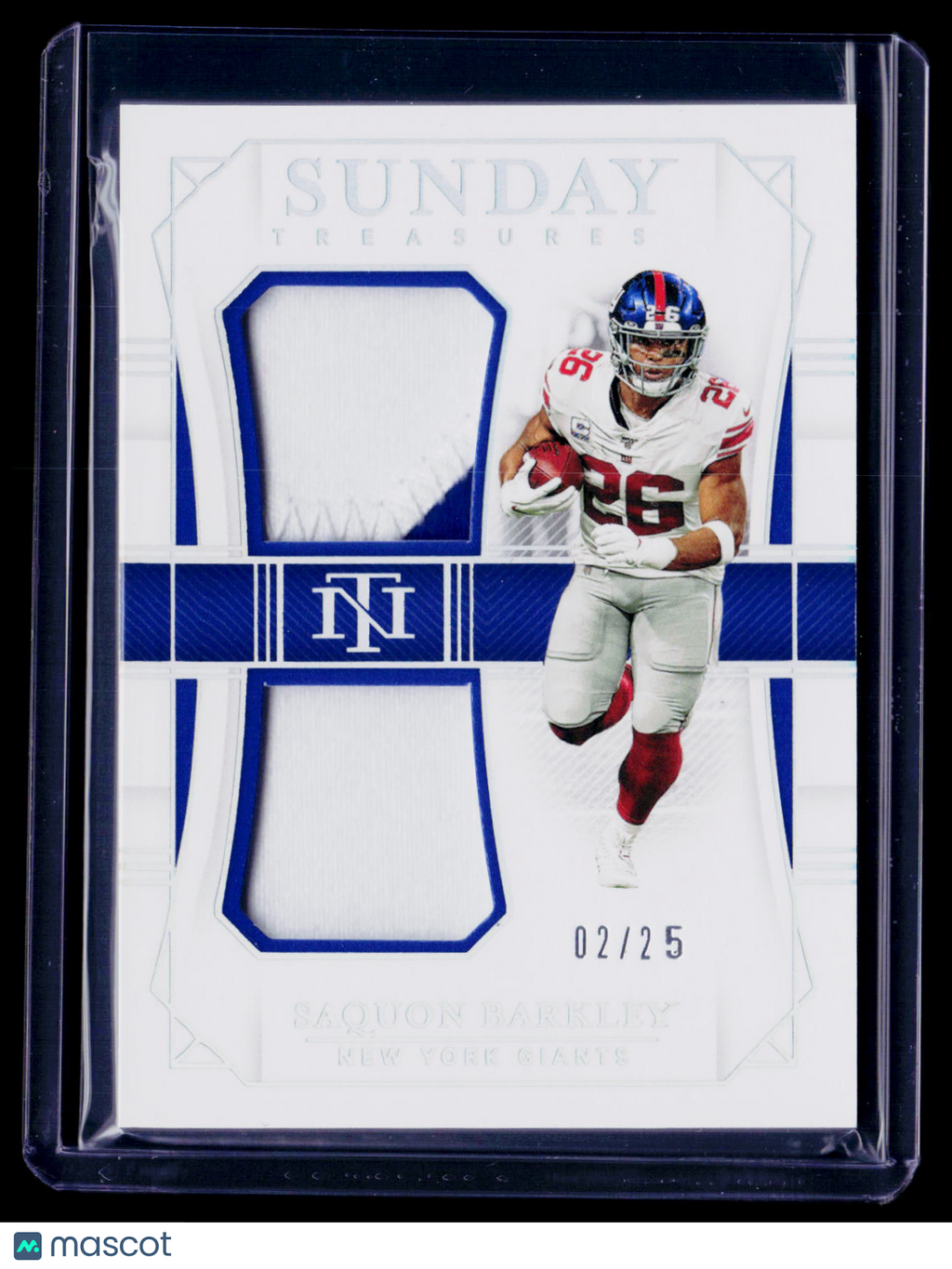2019 National Treasures Saquon Barkley Sunday Treasures Dual Patch 2/25