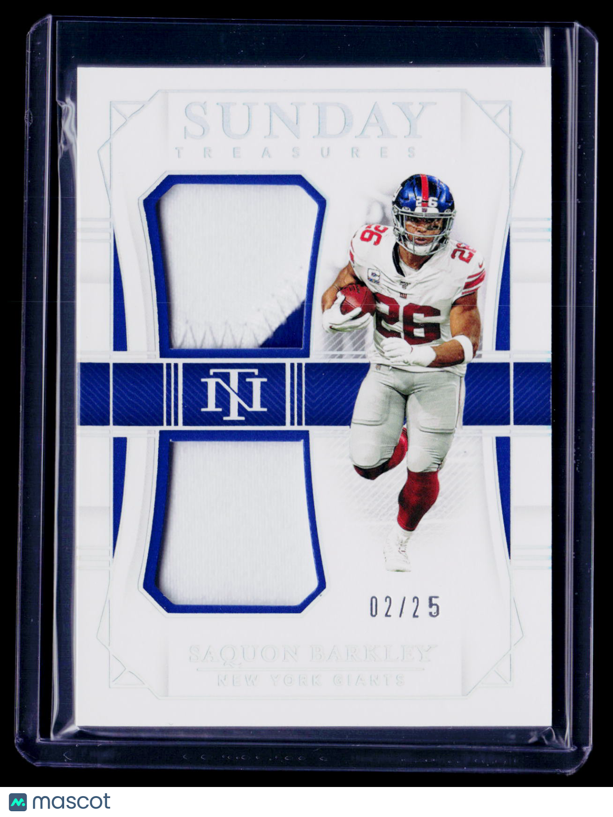 2019 National Treasures Saquon Barkley Sunday Treasures Dual Patch 2/25