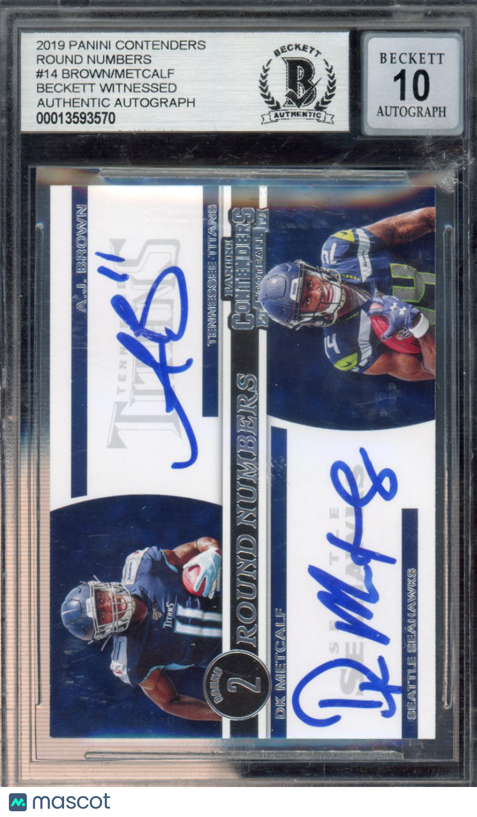 2019 Panini Contenders Round Numbers D.K. Metcalf A.J. Brown #14 /D.K. BGS 0
