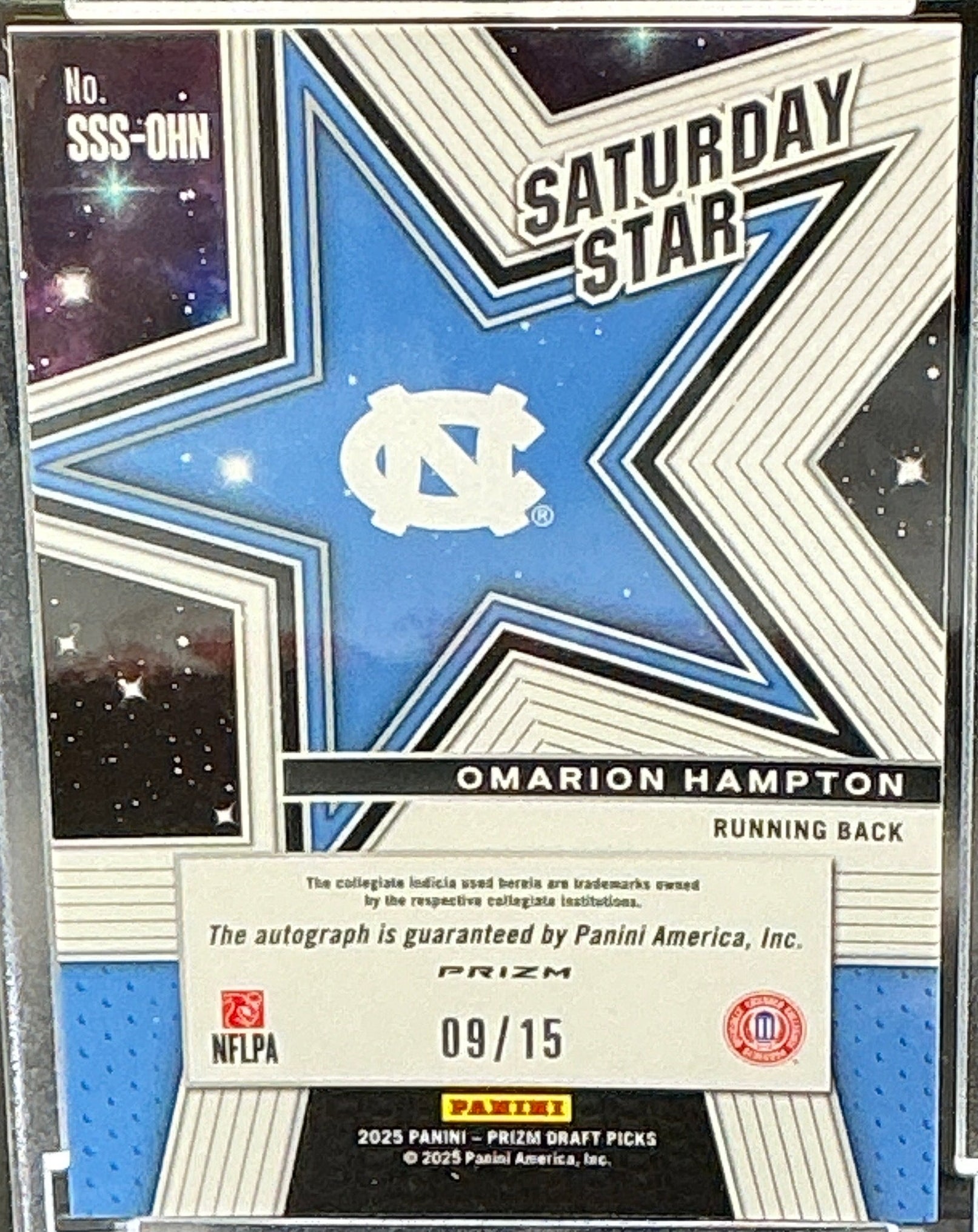 2025 Prizm Omarion Hampton RC Saturday Star Auto 09/15