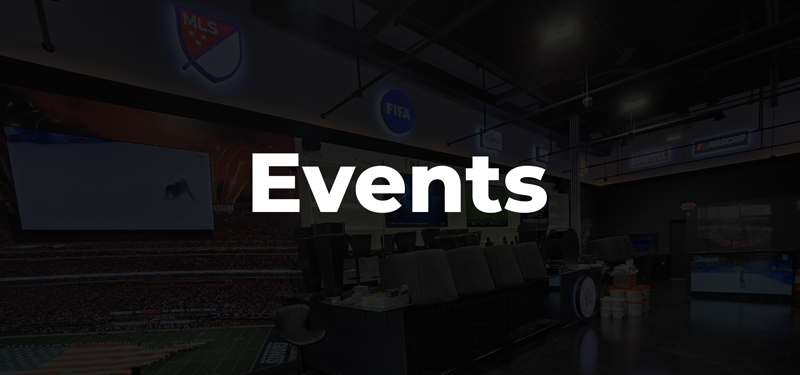 Dark overlay with 'Events' text over a blurred indoor setting