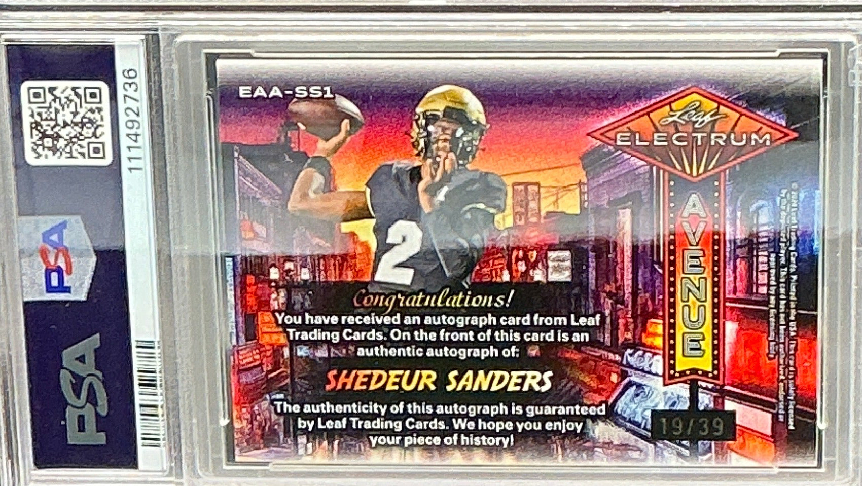 2024 Leaf Electrum Shedeur Sanders Electrum Avenue Auto PSA 9 -  19/39