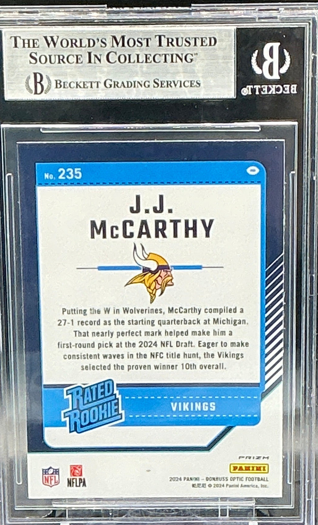 2024 Donruss Optic JJ McCarthy RR Blue Hyper