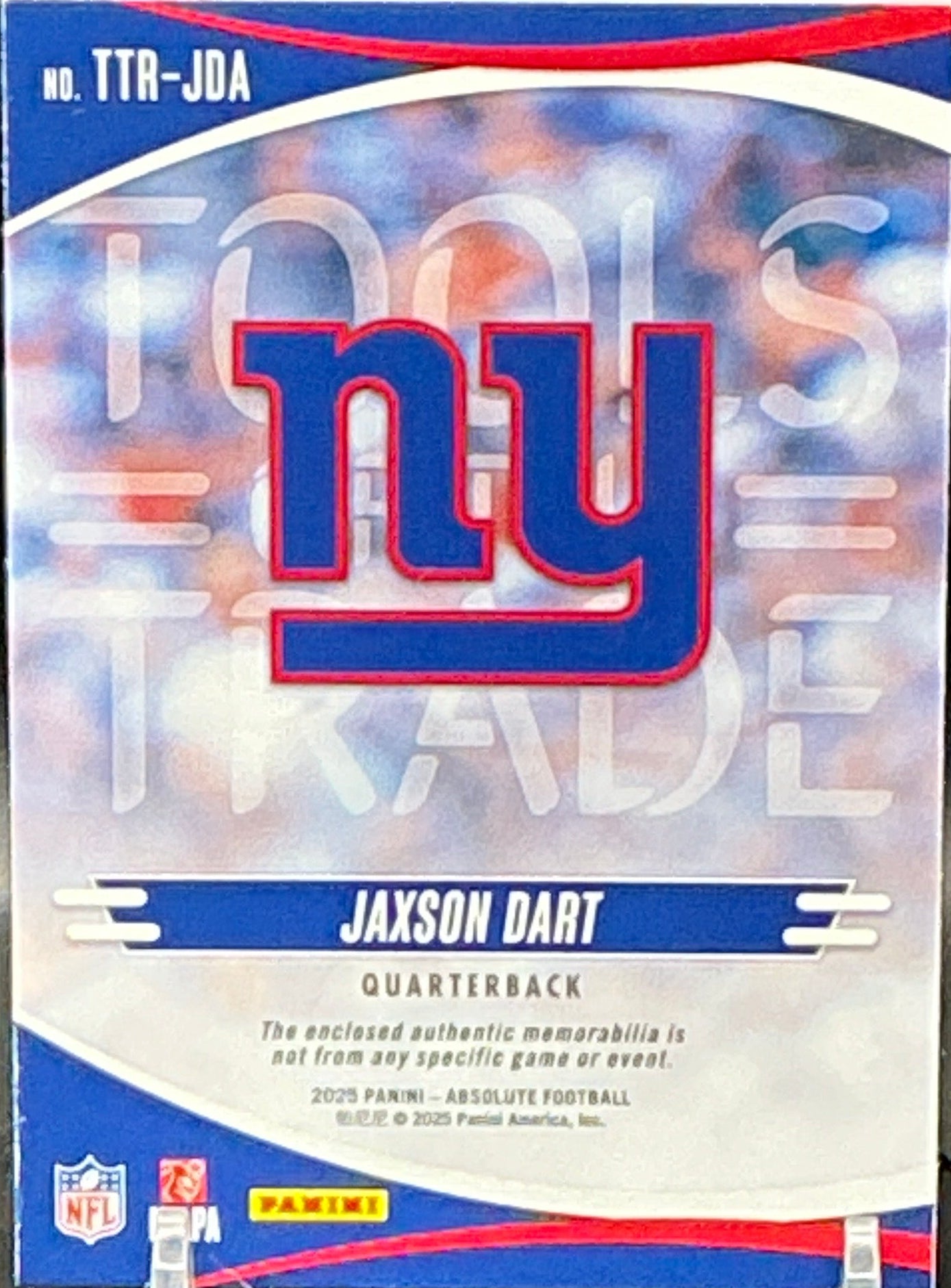 2025 Absolute Jaxson Dart RC Tools of the Trade Patch 280/299