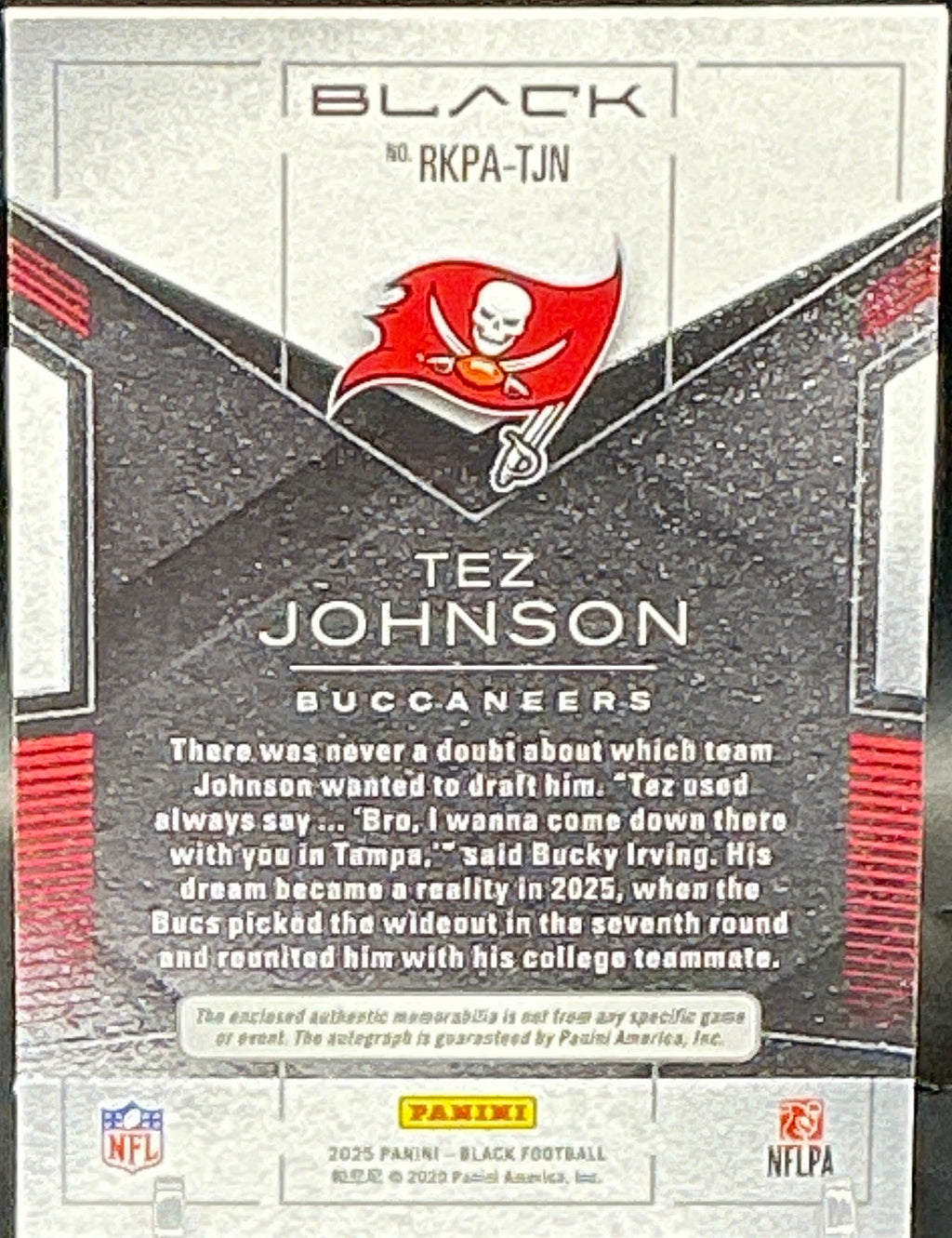2025 Panini Black Tez Johnson RPA 115/249