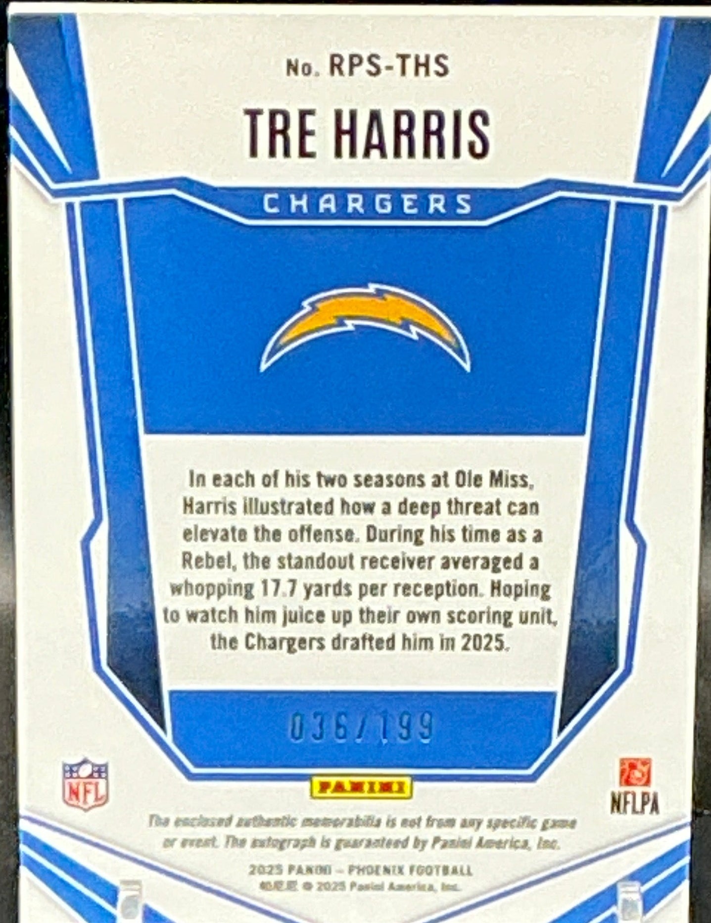2025 Panini Phoenix Tre Harris RPA 36/199