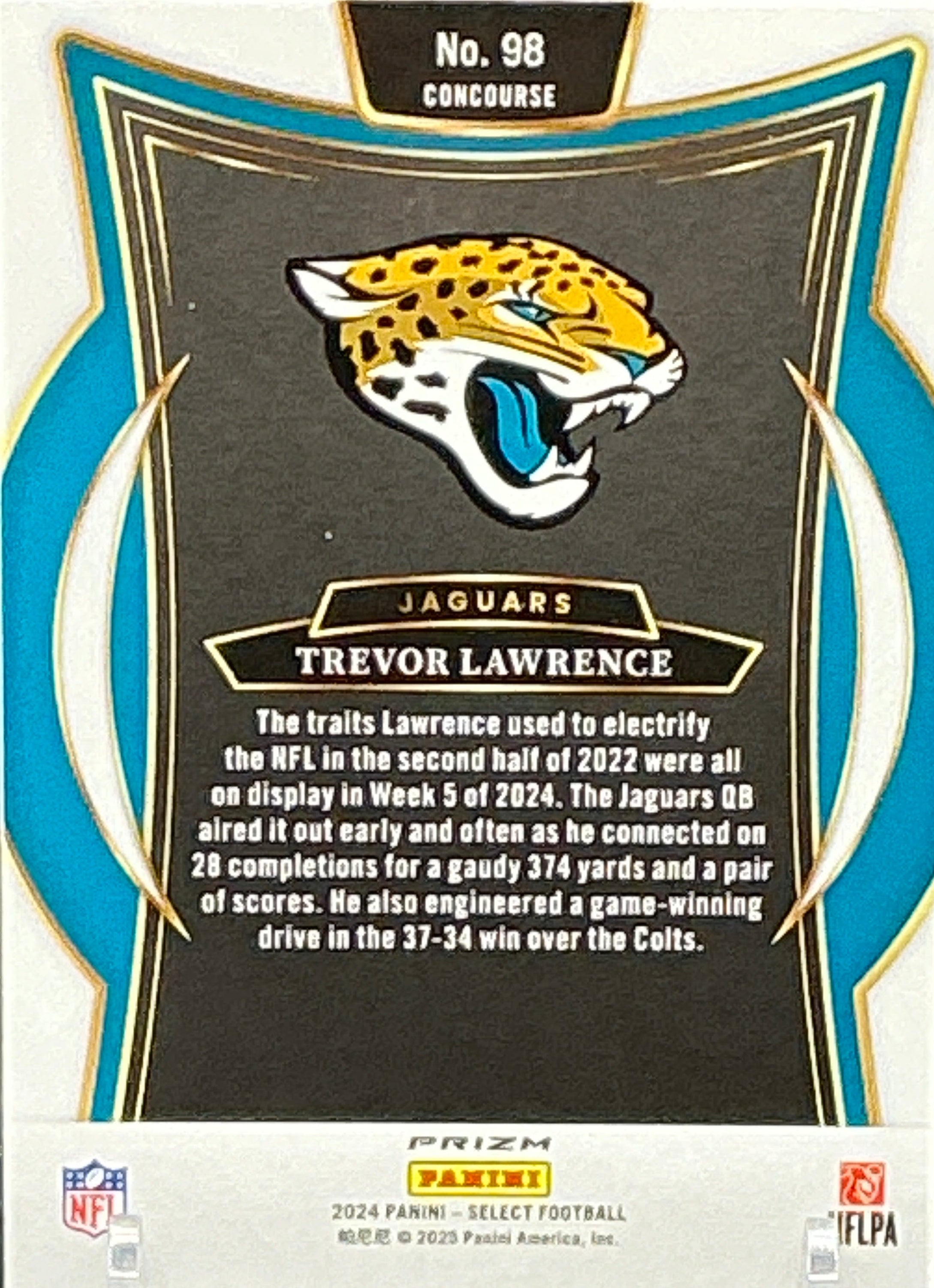 2024 Select Trevor Lawrence Zebra Prizm