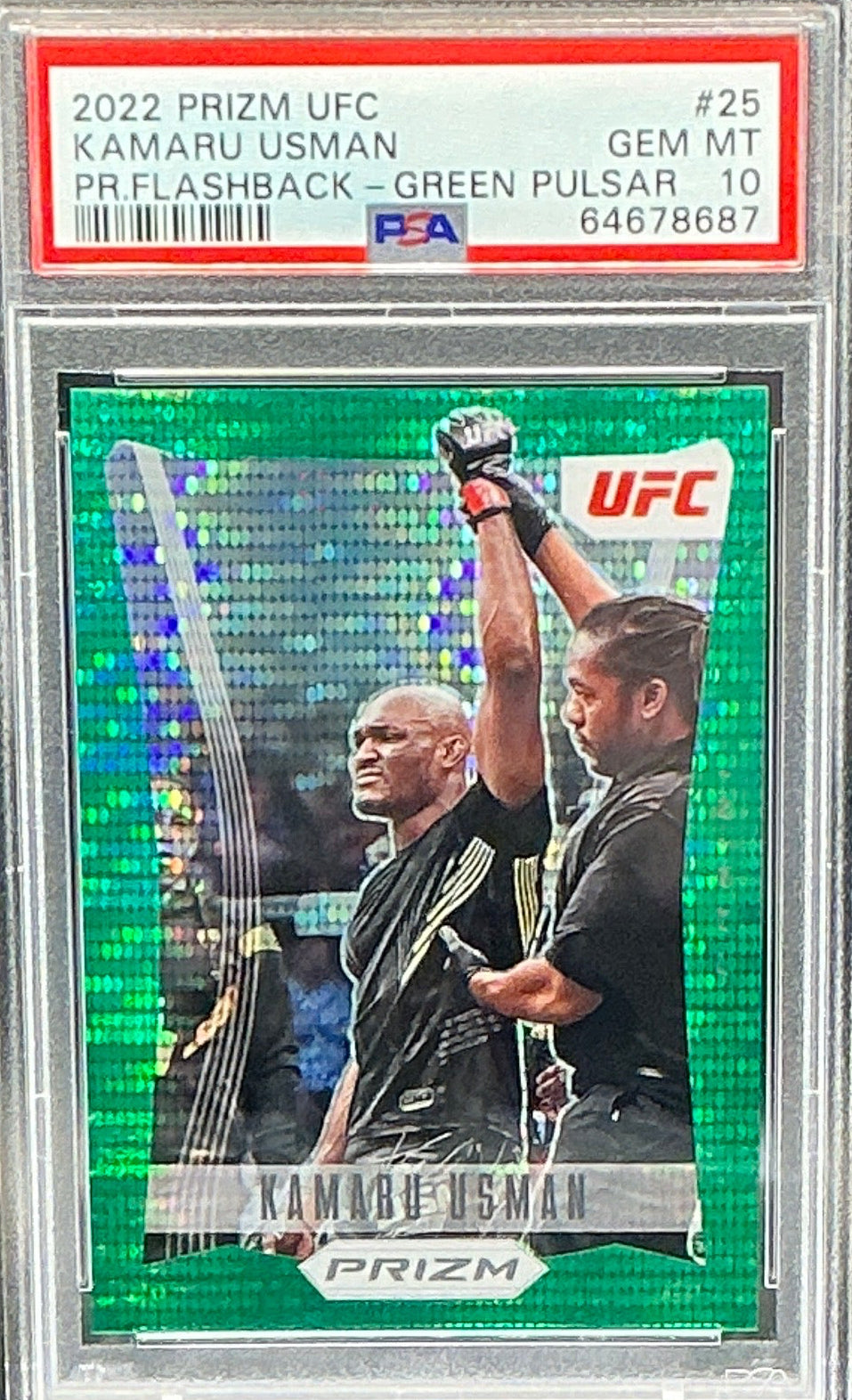 2022 Prizm UFC Kamaru Usman PR Flashback Green Pulsar  PSA 10 - 03/25