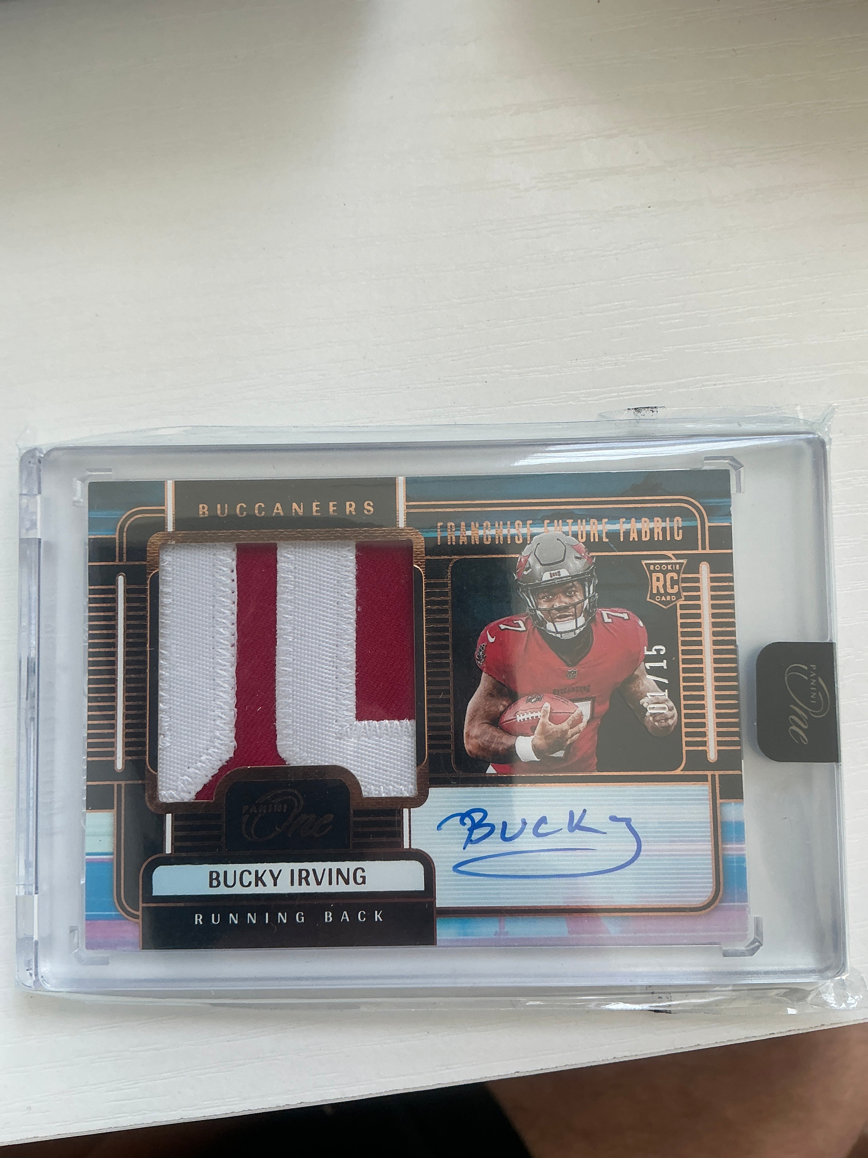 2024 Panini One Bucky Irving Franchise Future Fabric RPA 01/15