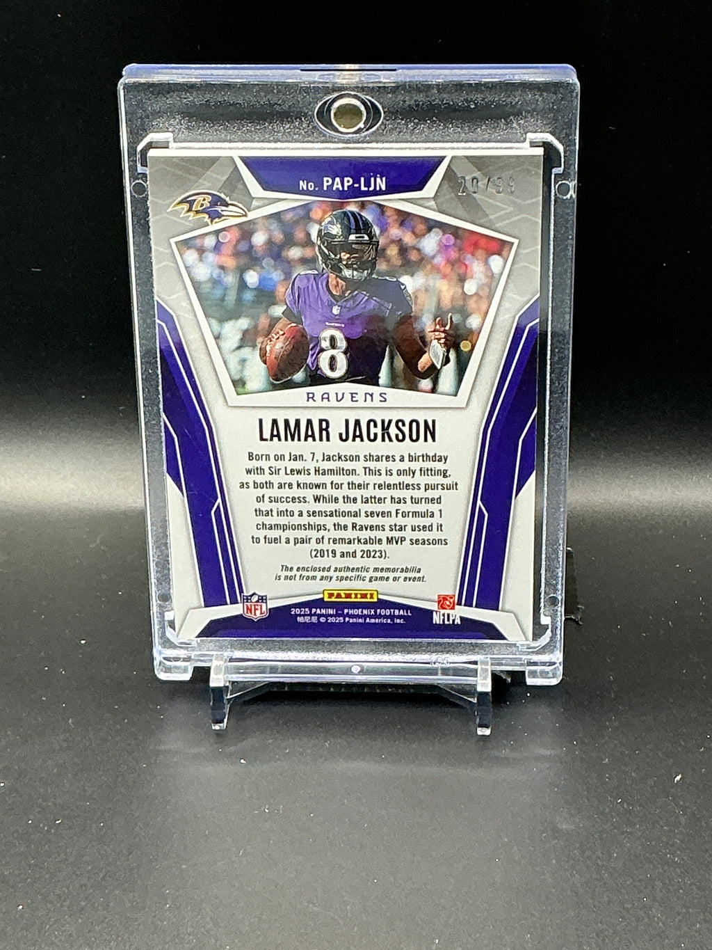 2025 Phoenix Lamar Jackson Pandora 3 color patch 20/99
