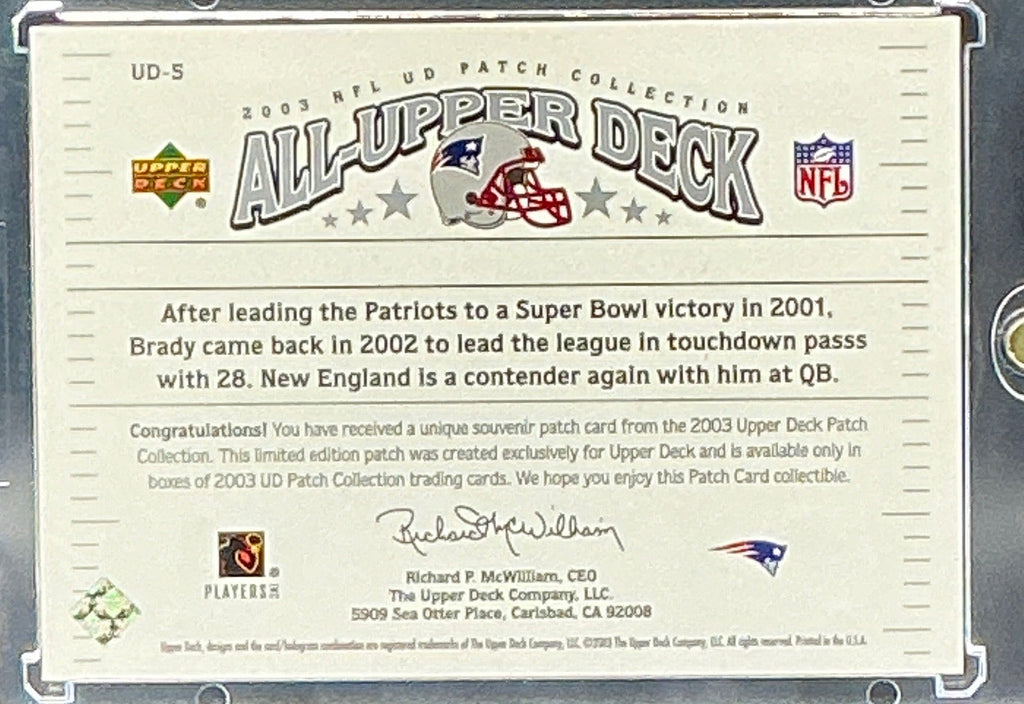 2003 NFL UD Patch Collection Tom Brady
