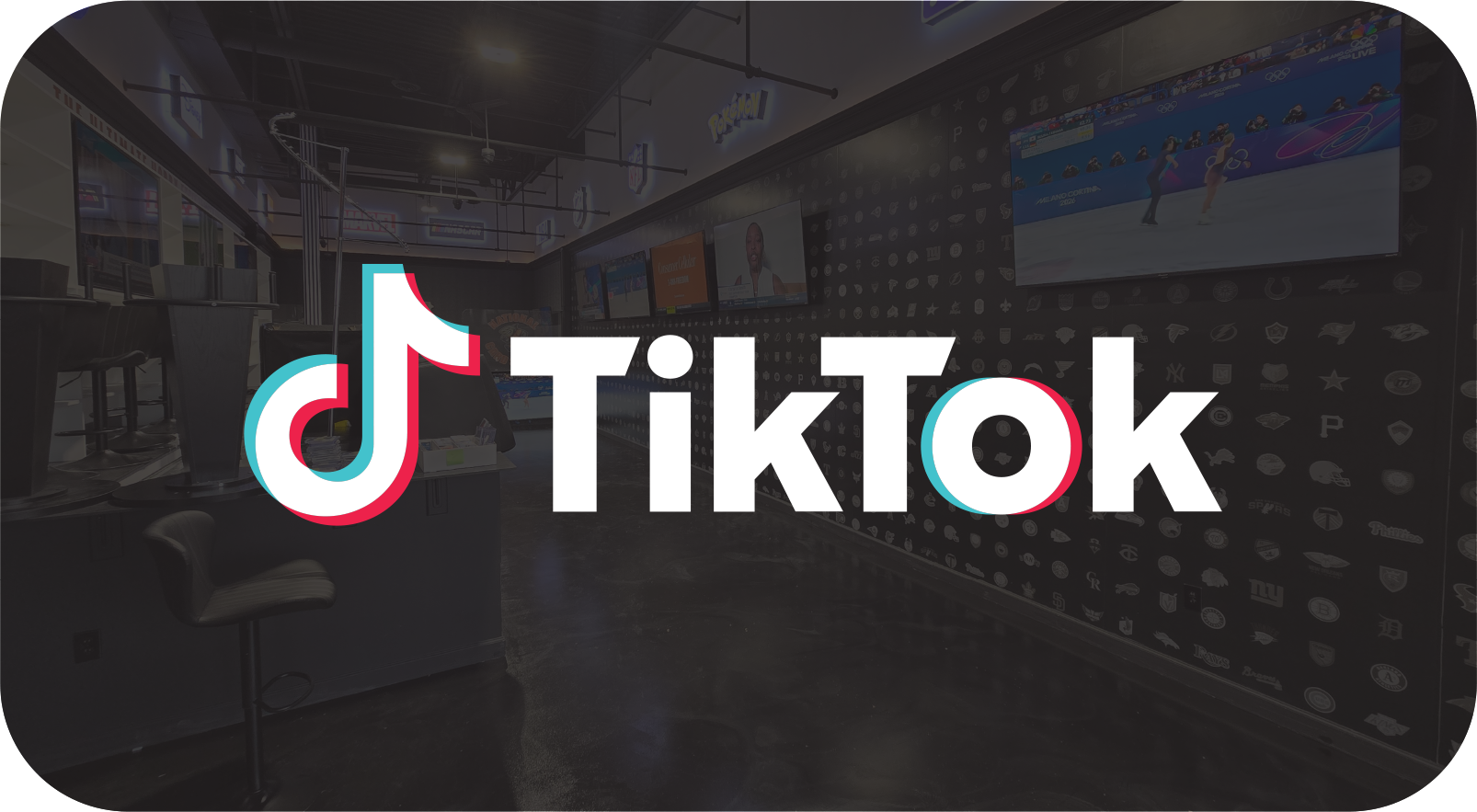 TikTok logo superimposed over a showroom setting