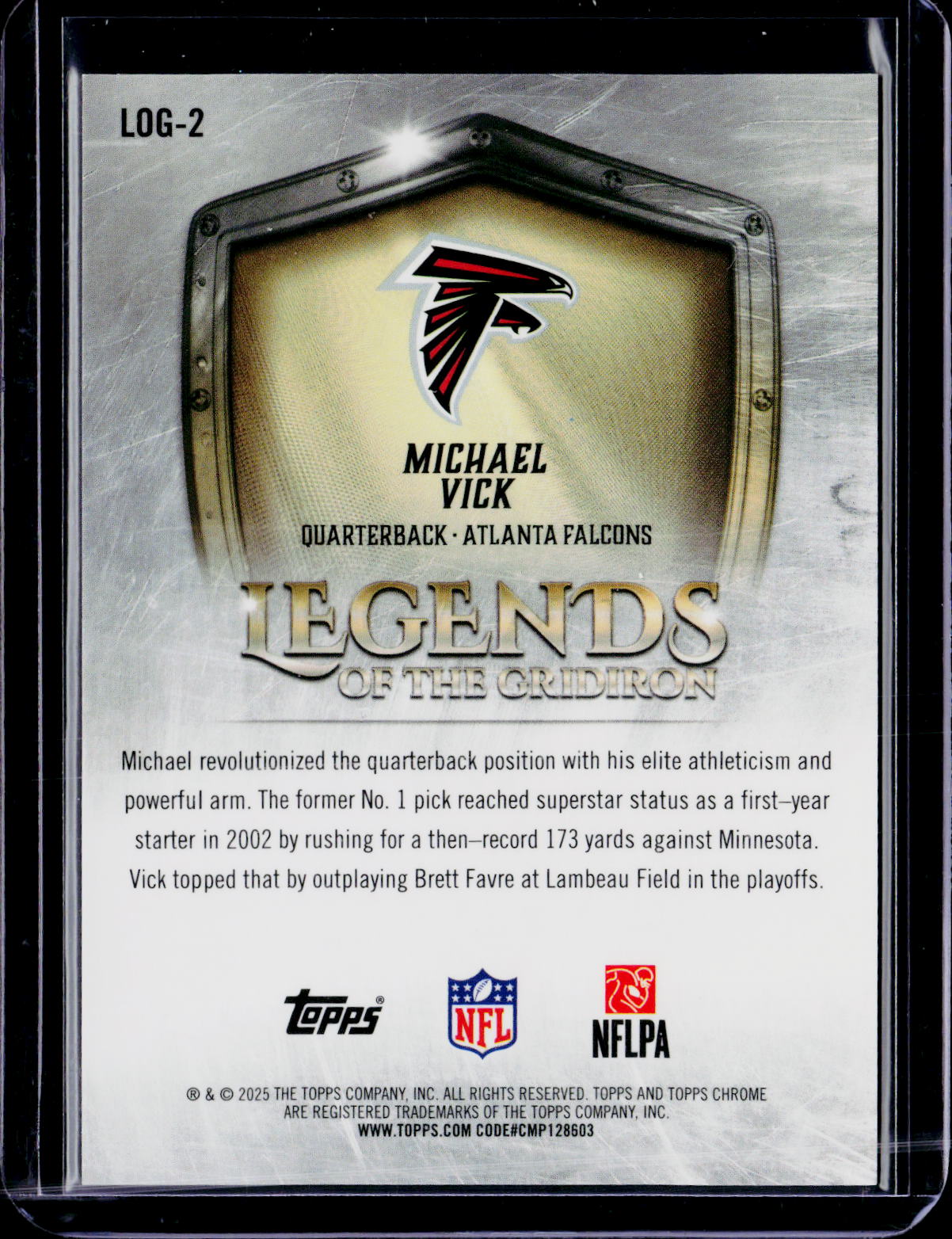 2025 Topps Chrome Michael Vick Legends of The Gridiron Gold /50