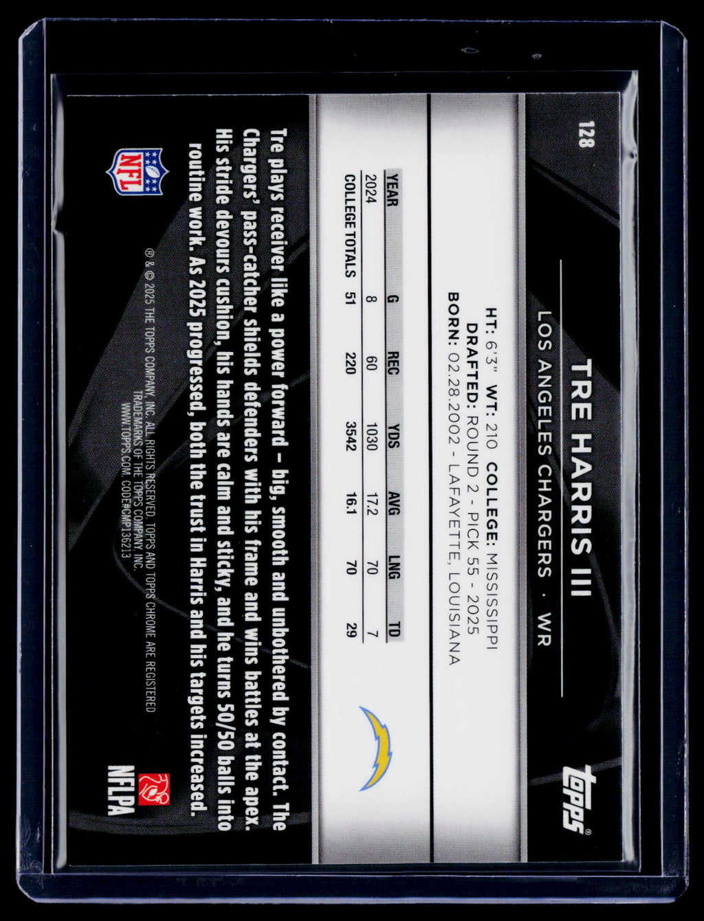 2025 Topps Chrome Black Tre Harris Rookie Blue Refractor 34/150 RC