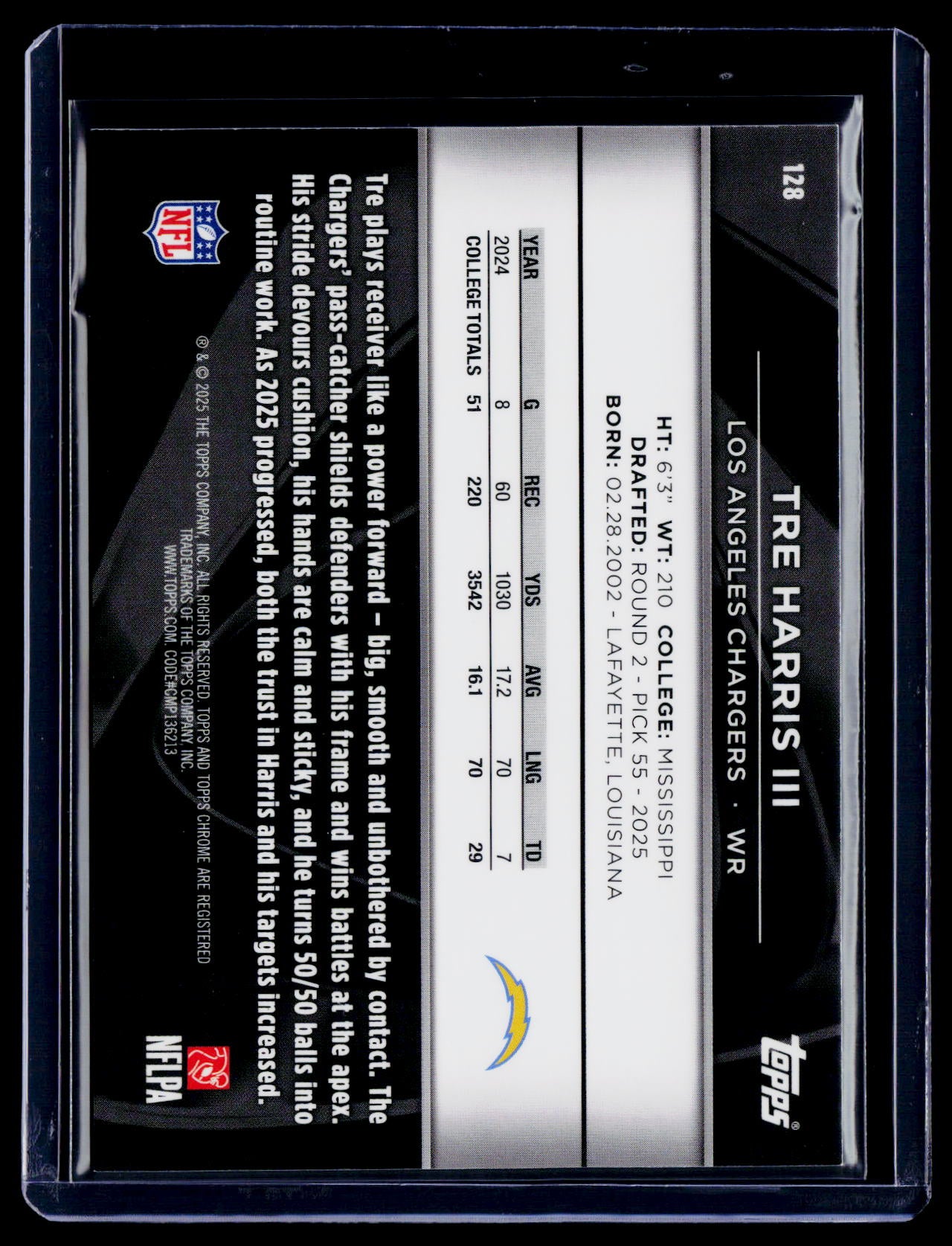 2025 Topps Chrome Black Tre Harris Rookie Blue Refractor 34/150 RC